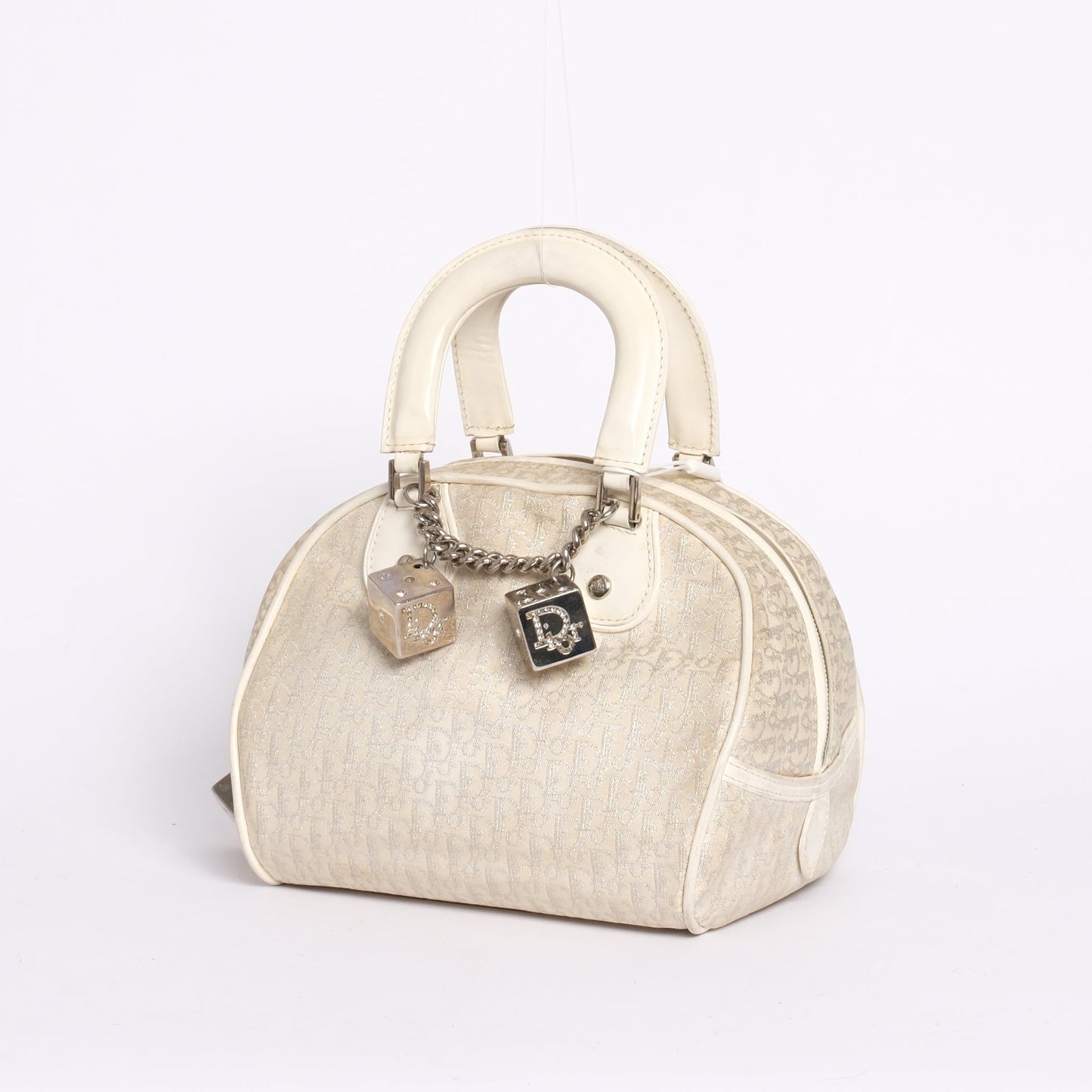 Christian Dior Cream Trotter Canvas Mini Top Handle Gambler Bag
