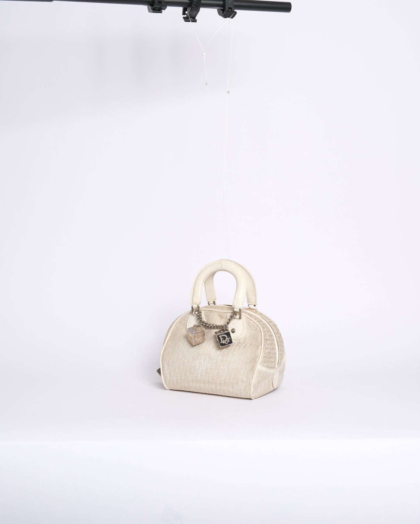Christian Dior Cream Trotter Canvas Mini Top Handle Gambler Bag