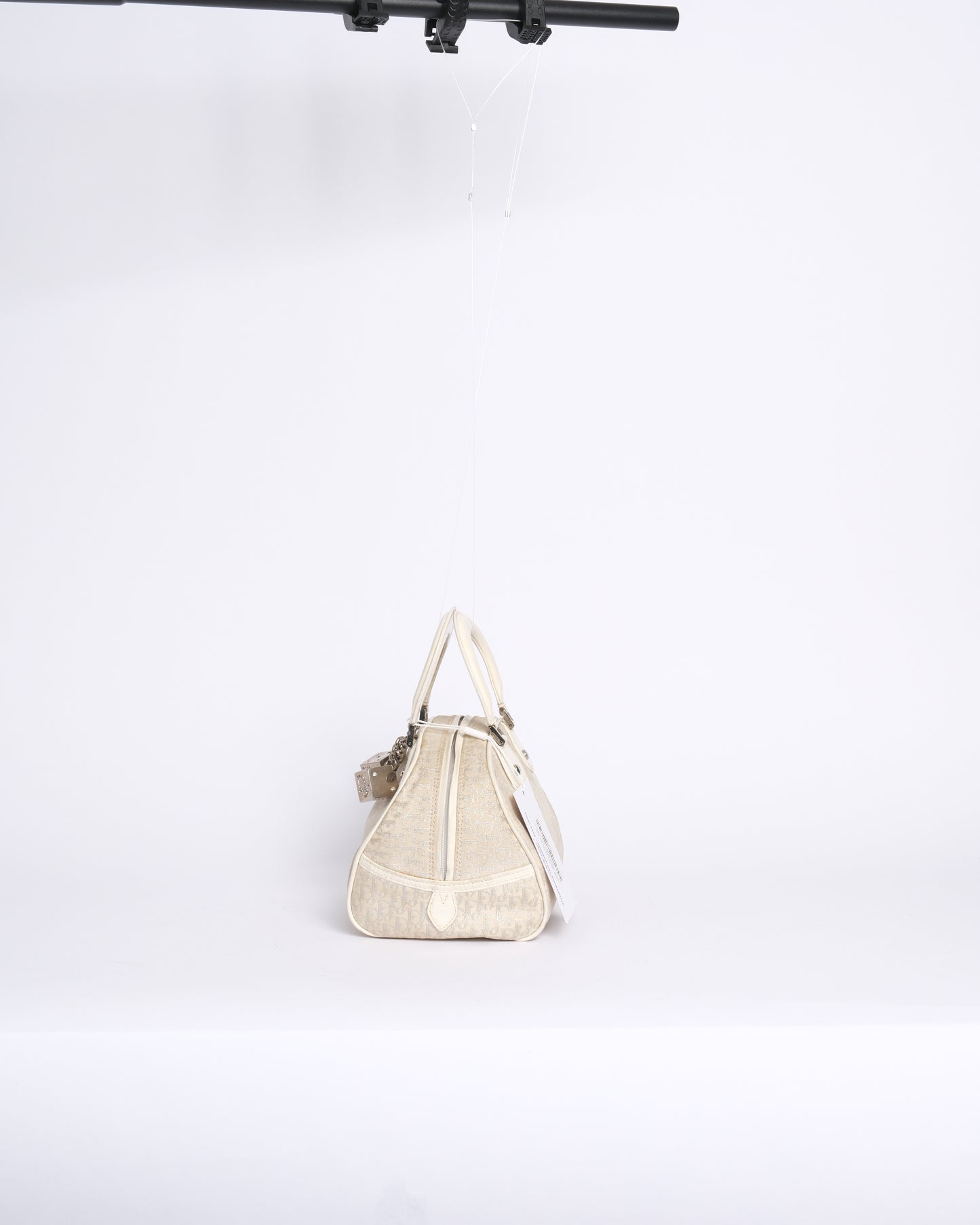 Christian Dior Cream Trotter Canvas Mini Top Handle Gambler Bag