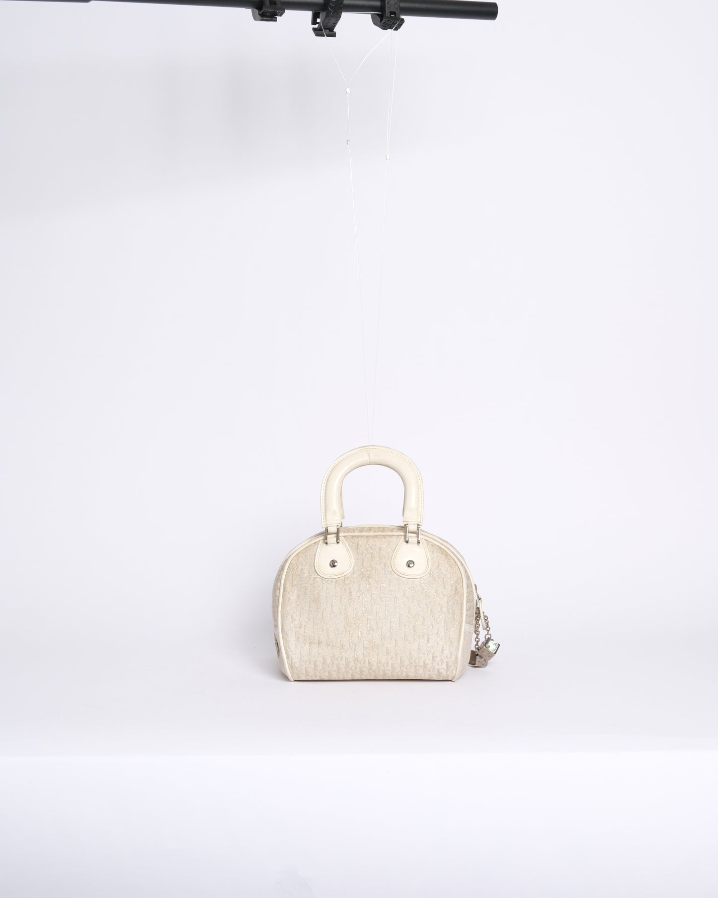 Christian Dior Cream Trotter Canvas Mini Top Handle Gambler Bag