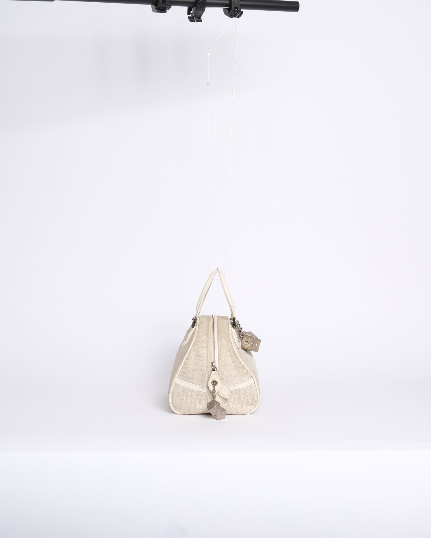 Christian Dior Cream Trotter Canvas Mini Top Handle Gambler Bag