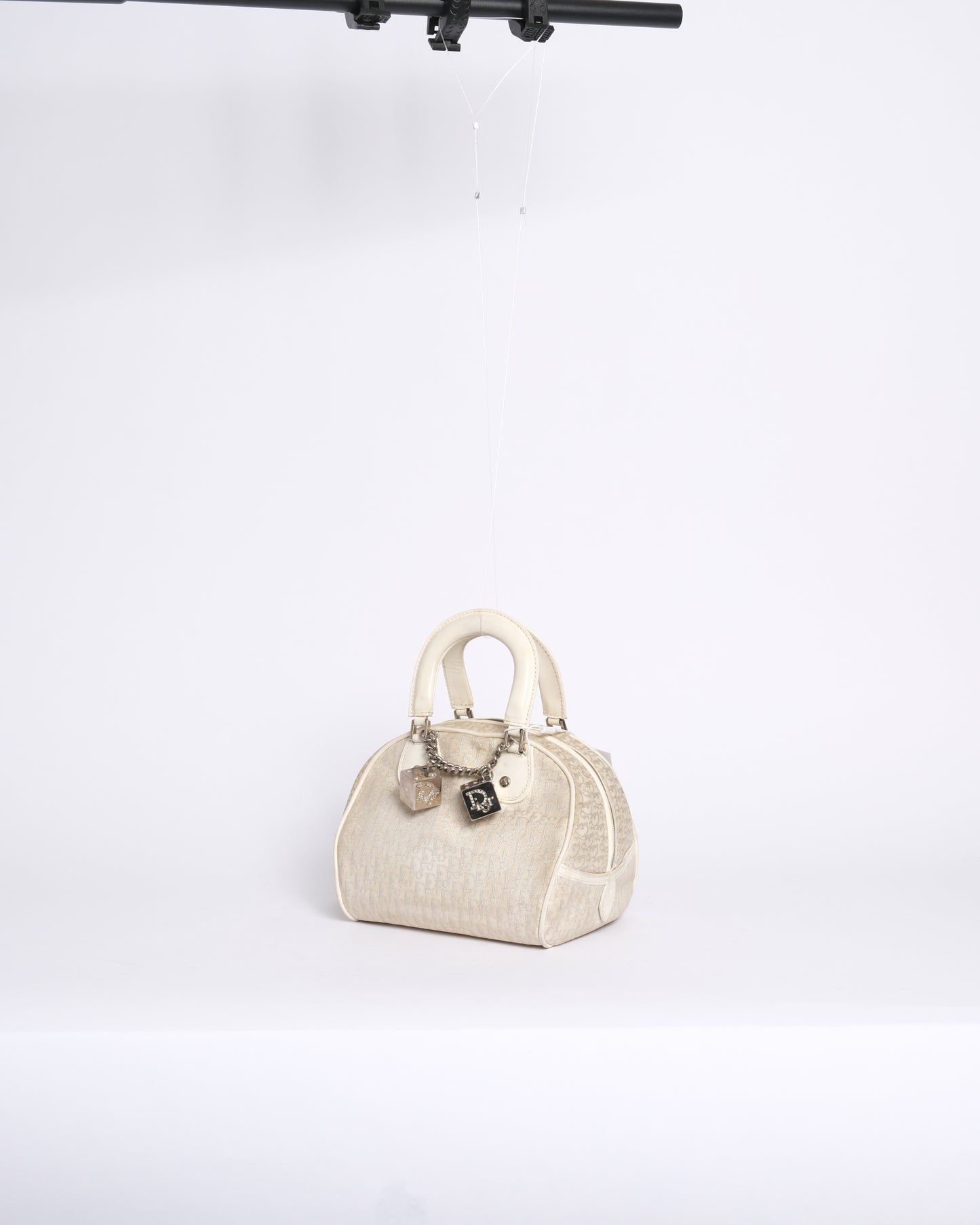 Christian Dior Cream Trotter Canvas Mini Top Handle Gambler Bag