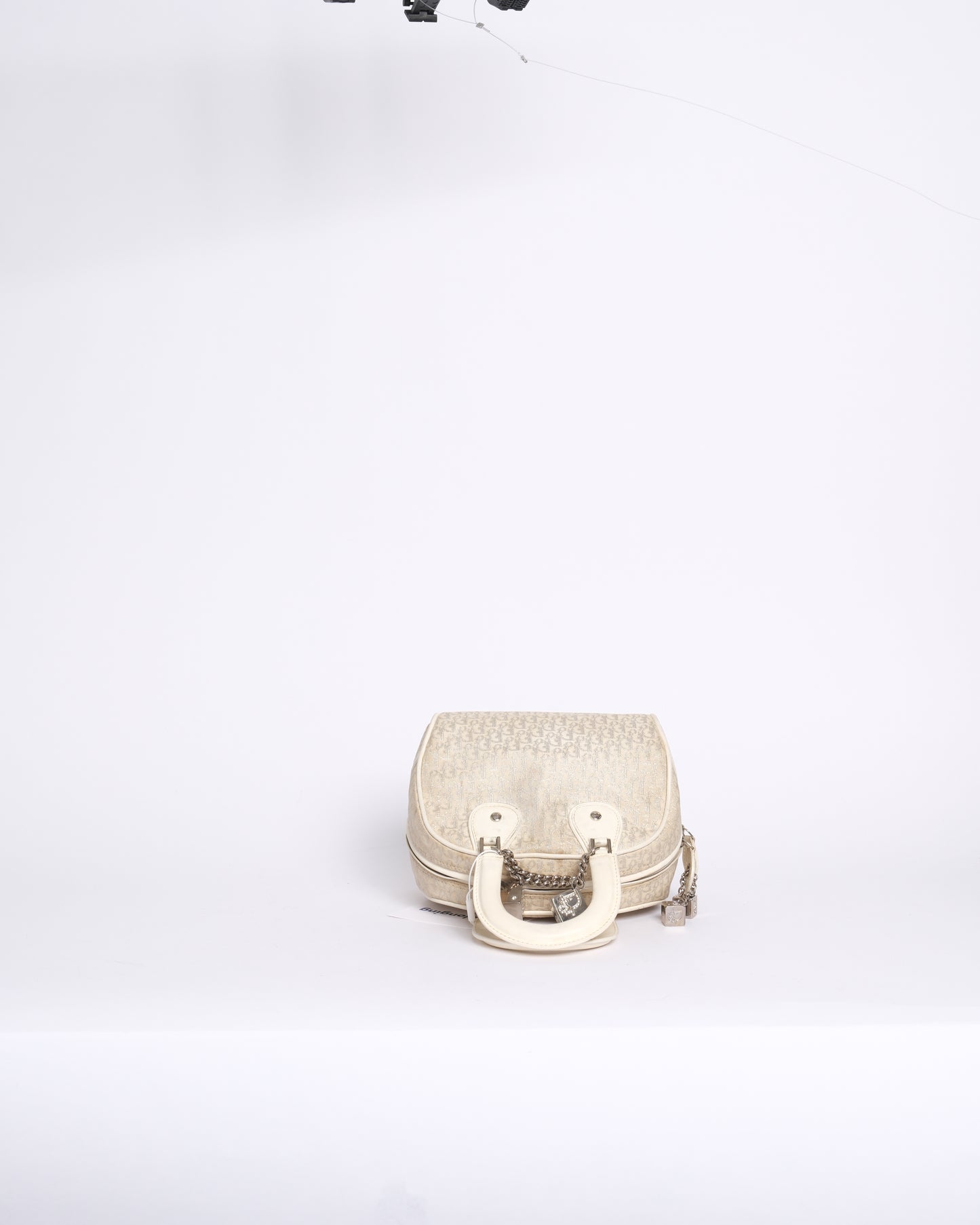 Christian Dior Cream Trotter Canvas Mini Top Handle Gambler Bag