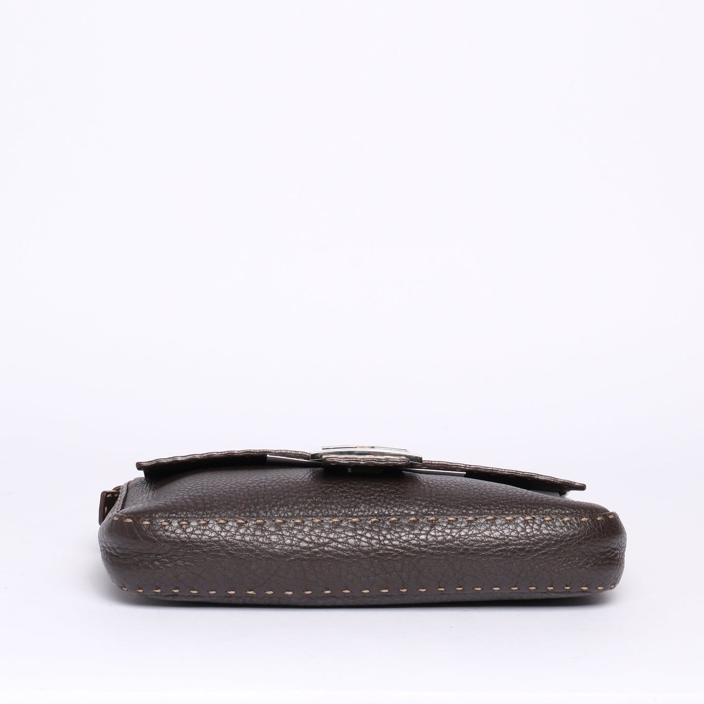 Fendi Brown Leather Selleria Baguette Shoulder Bag SHW