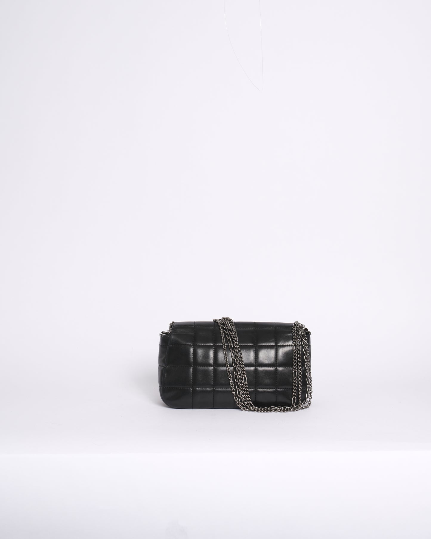 Chanel Black Lambskin Leather Chocolate Bar 4 Chain Flap