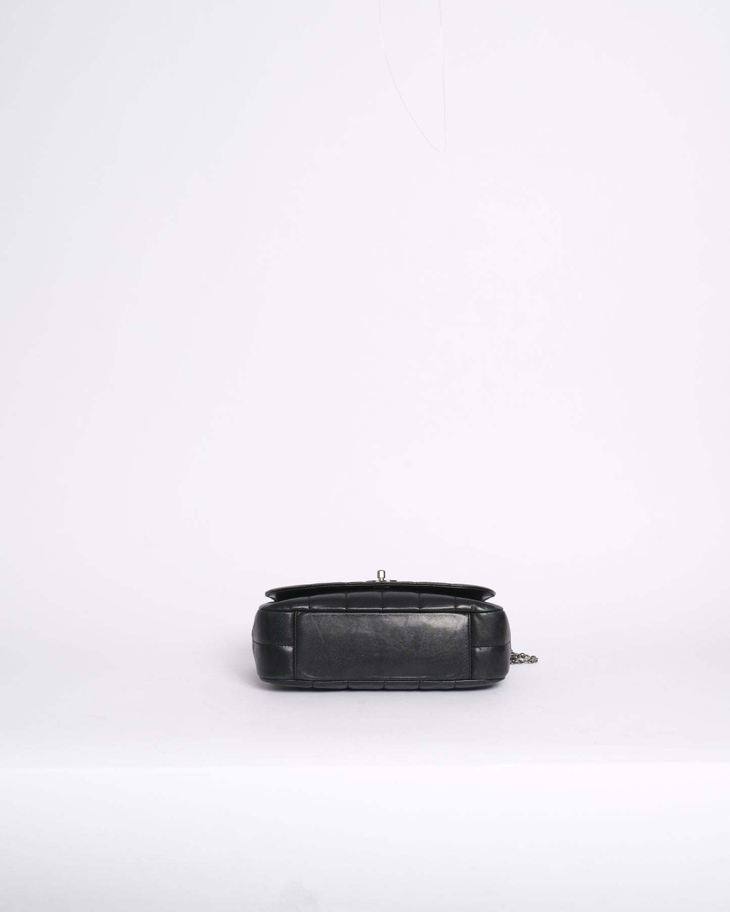 Chanel Black Lambskin Leather Chocolate Bar 4 Chain Flap