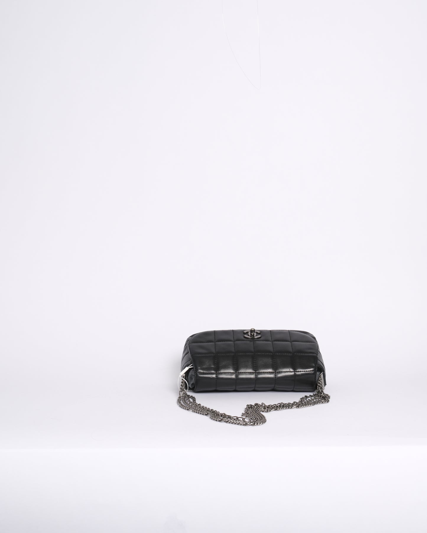 Chanel Black Lambskin Leather Chocolate Bar 4 Chain Flap