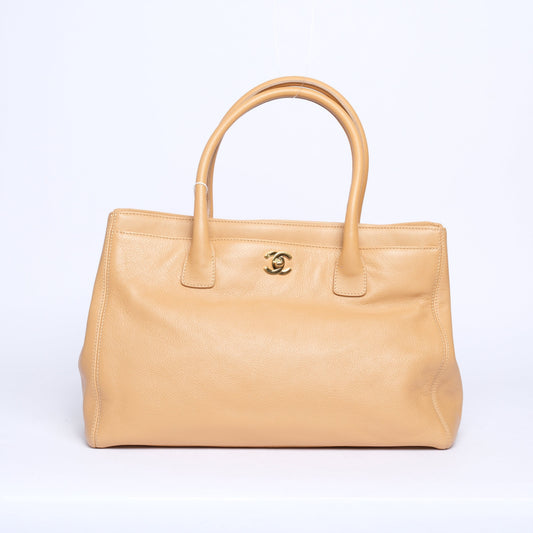 Chanel Beige Lambskin Leather Executive Tote Bag