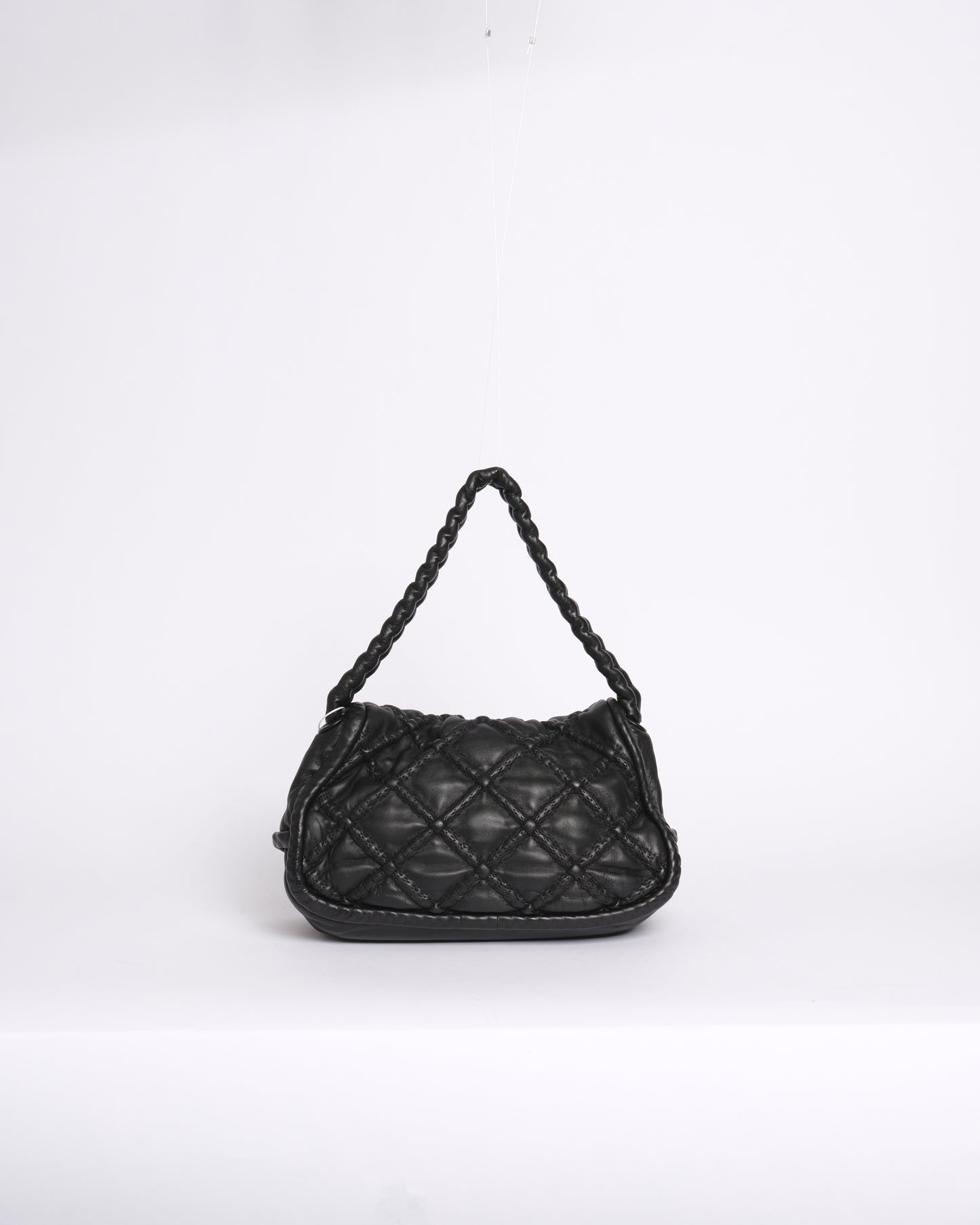 Chanel Black Lambskin Leather Hidden Flap Braided Handle