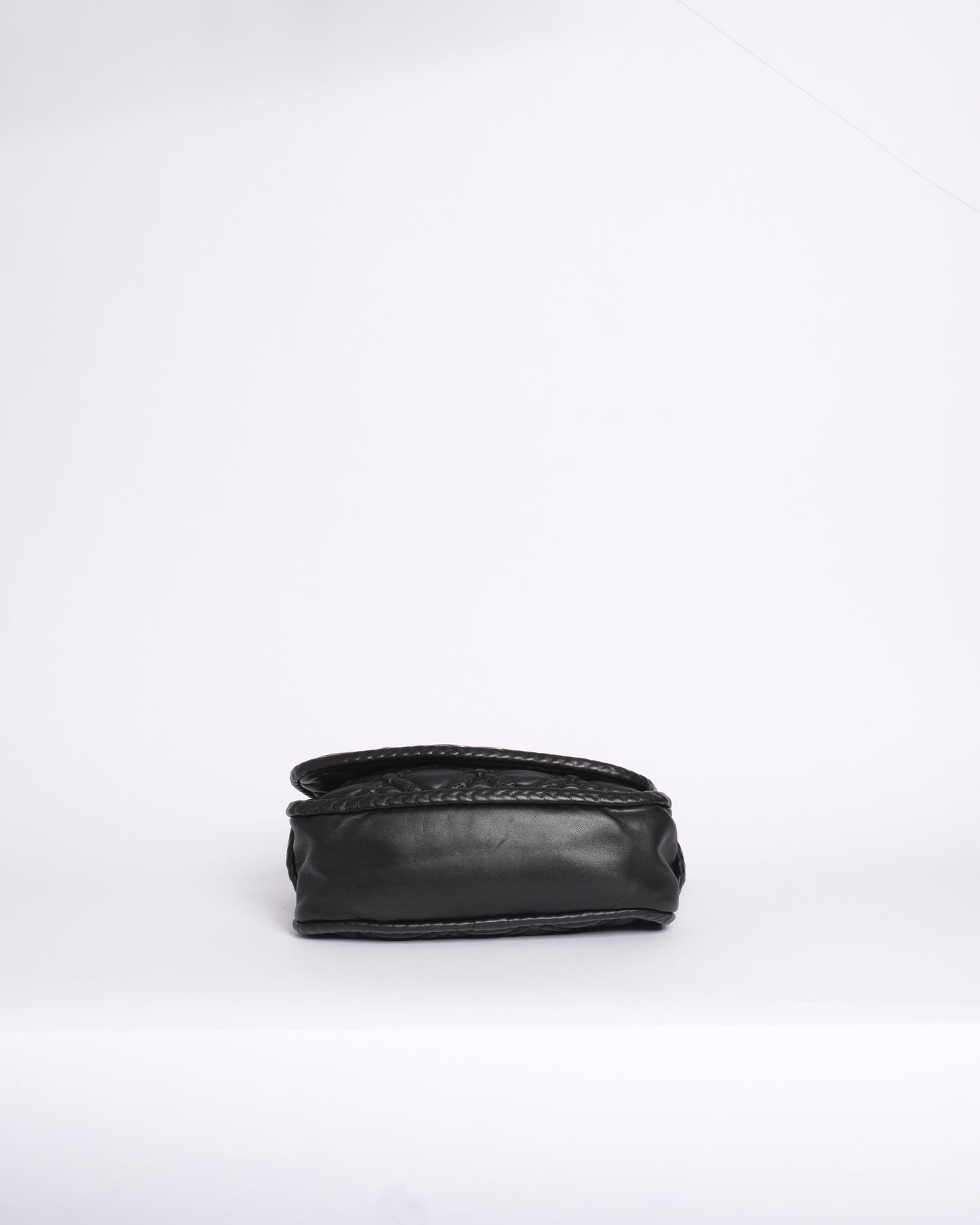 Chanel Black Lambskin Leather Hidden Flap Braided Handle