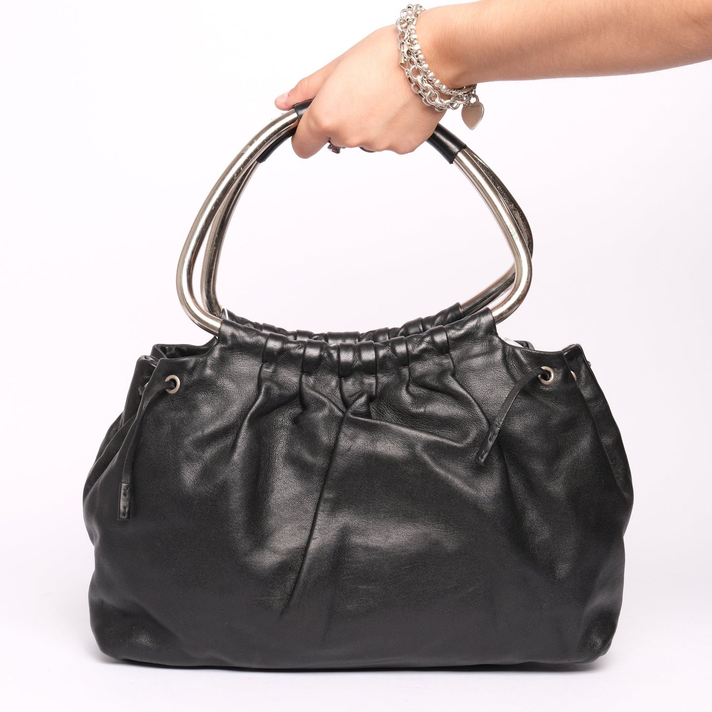 Prada Black Metal Handle Bag