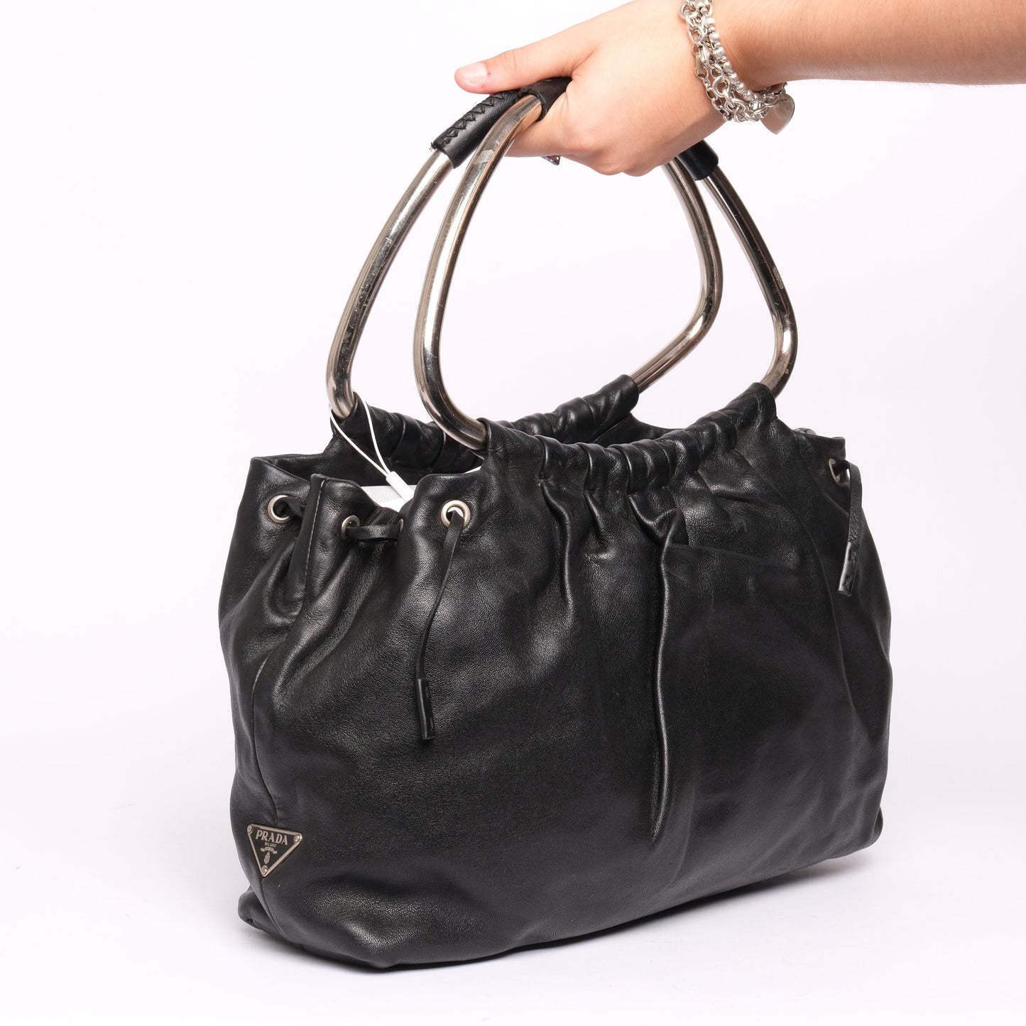 Prada Black Metal Handle Bag