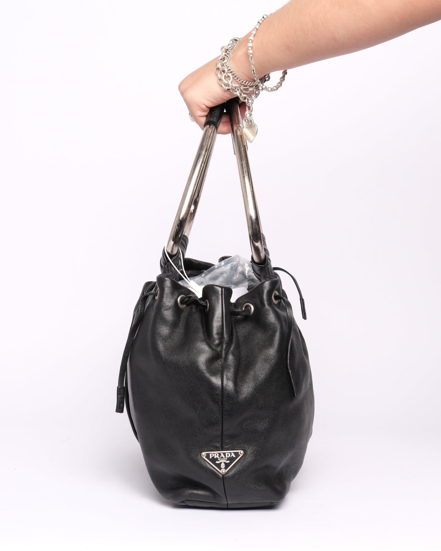 Prada Black Metal Handle Bag