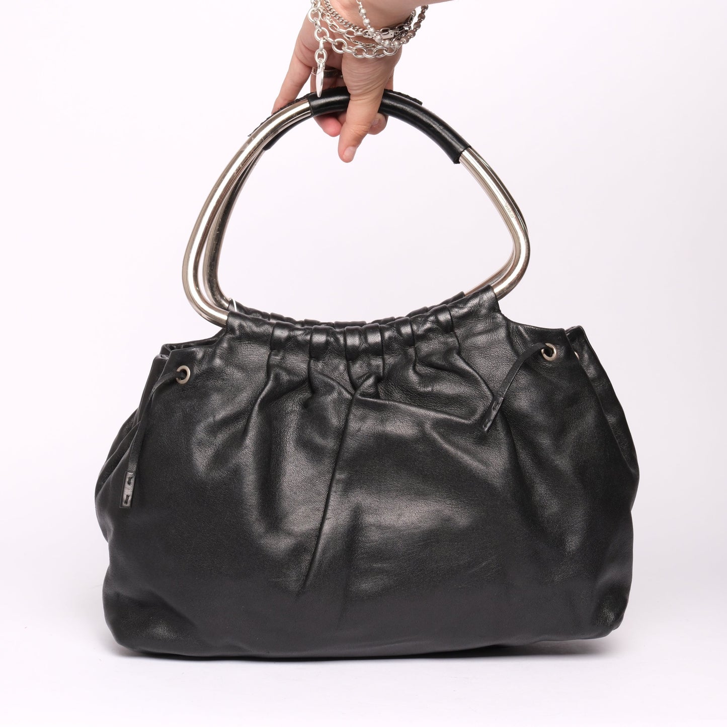 Prada Black Metal Handle Bag