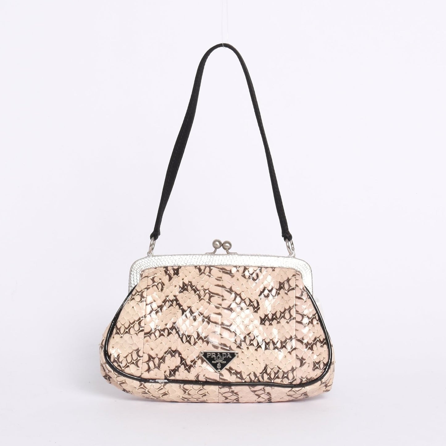 RARE Prada Pink Snakeskin Mini Top Handle Evening Bag
