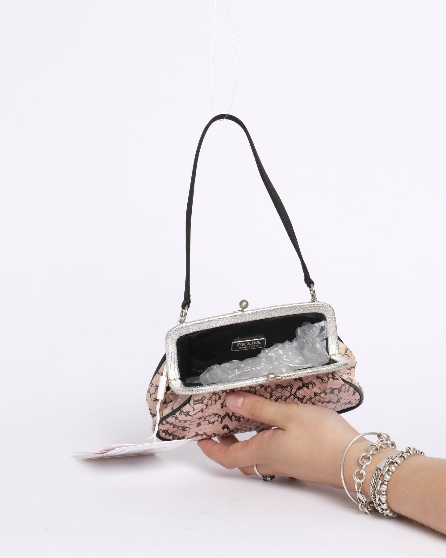 RARE Prada Pink Snakeskin Mini Top Handle Evening Bag