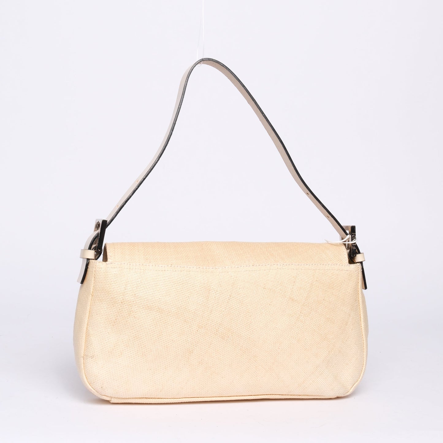 Fendi Brown & Ivory Tweed Leather Baguette Shoulder Bag