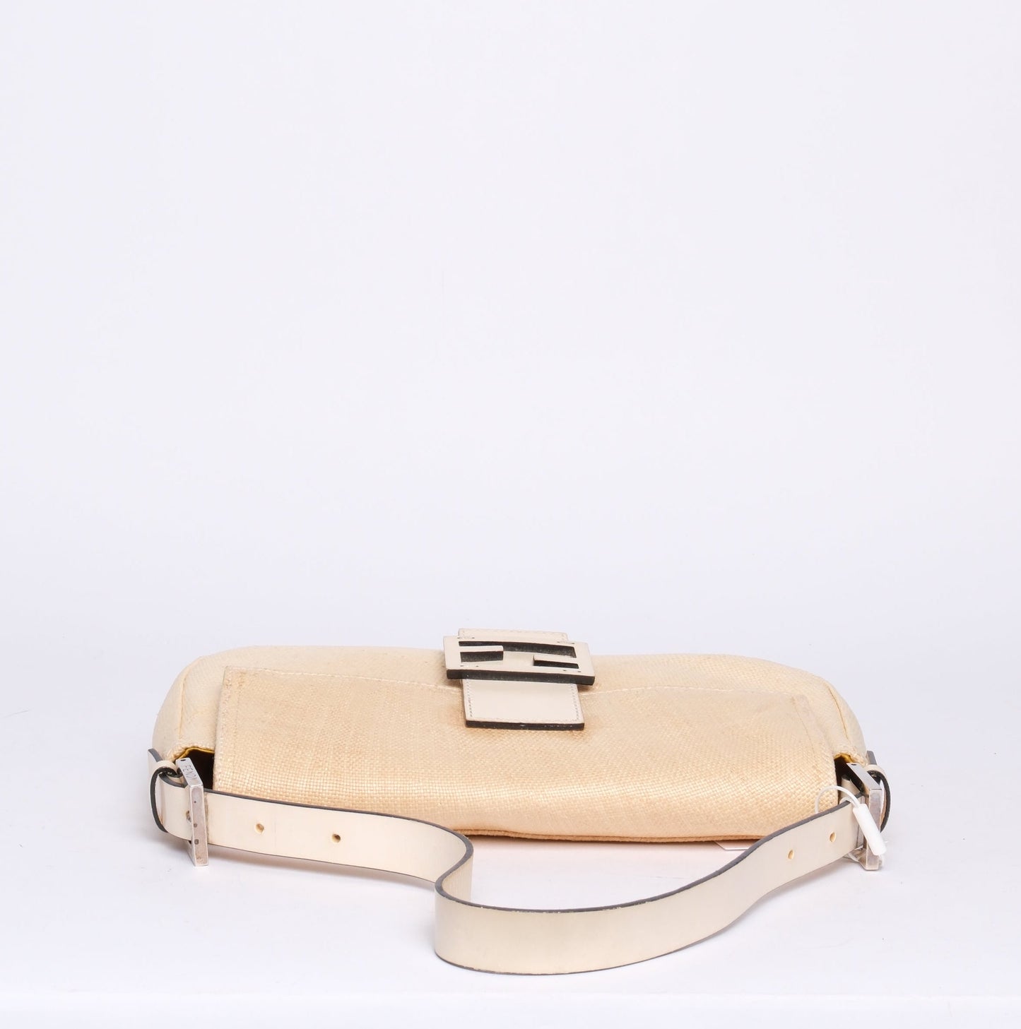 Fendi Brown & Ivory Tweed Leather Baguette Shoulder Bag