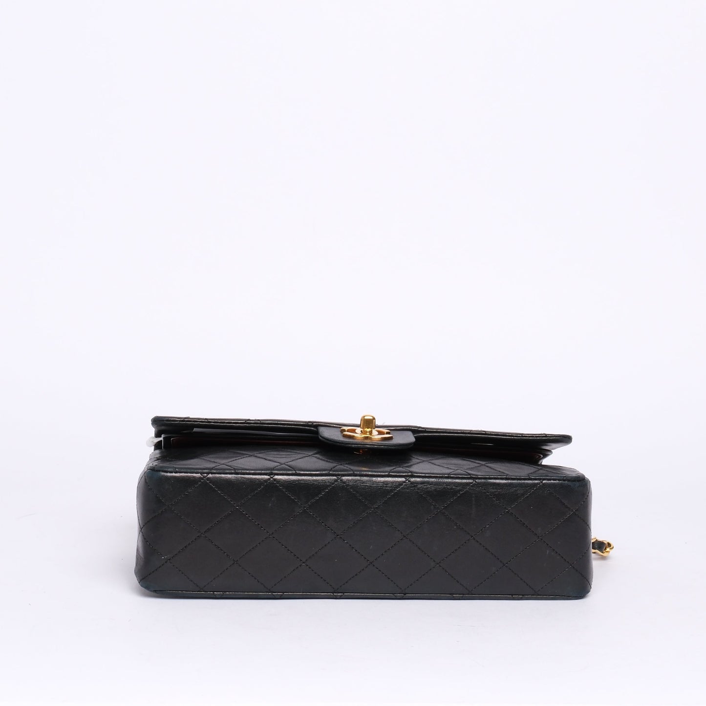 Chanel Vintage Black Lambskin Leather Quilted Matelasse Classic Double Flap