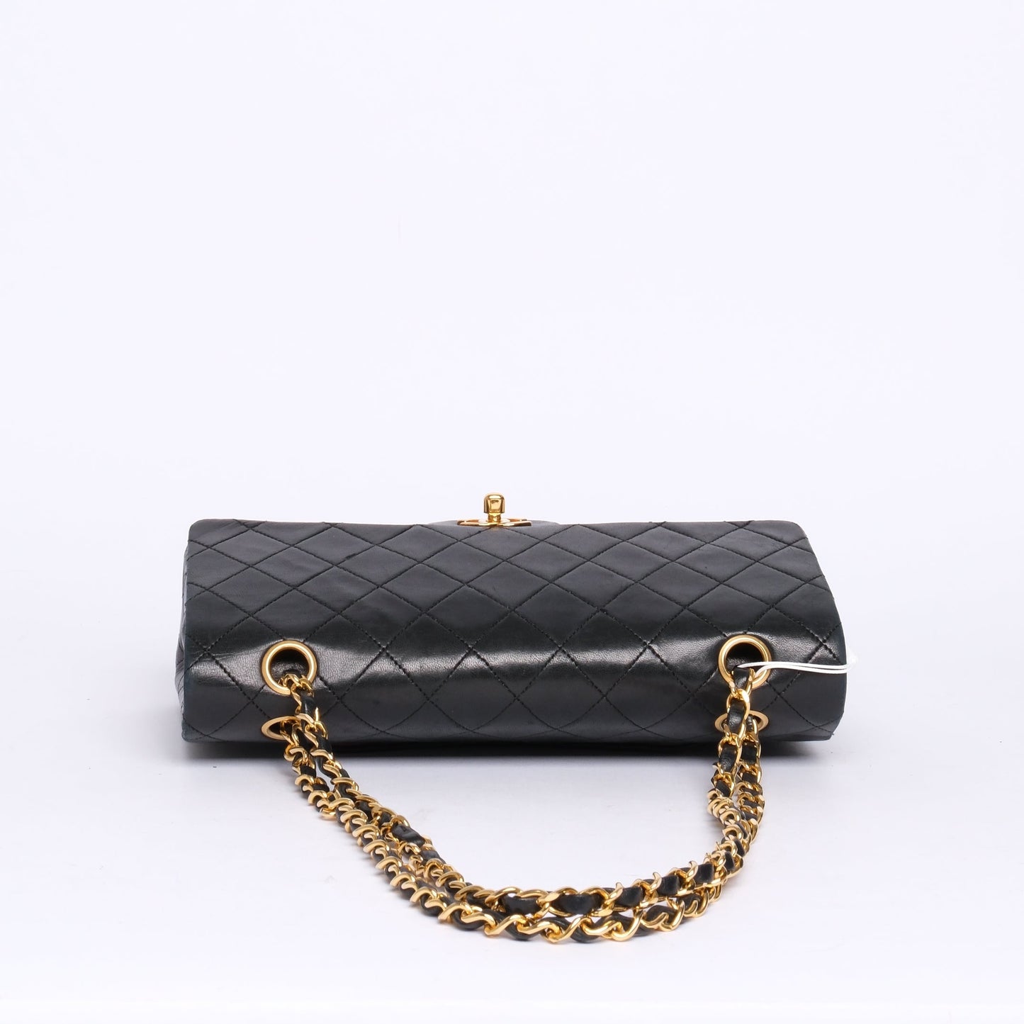 Chanel Vintage Black Lambskin Leather Quilted Matelasse Classic Double Flap