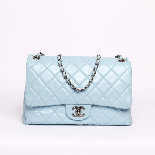 Chanel Baby Blue Puffy Glazed Calfskin Coco Soft Flap Bag