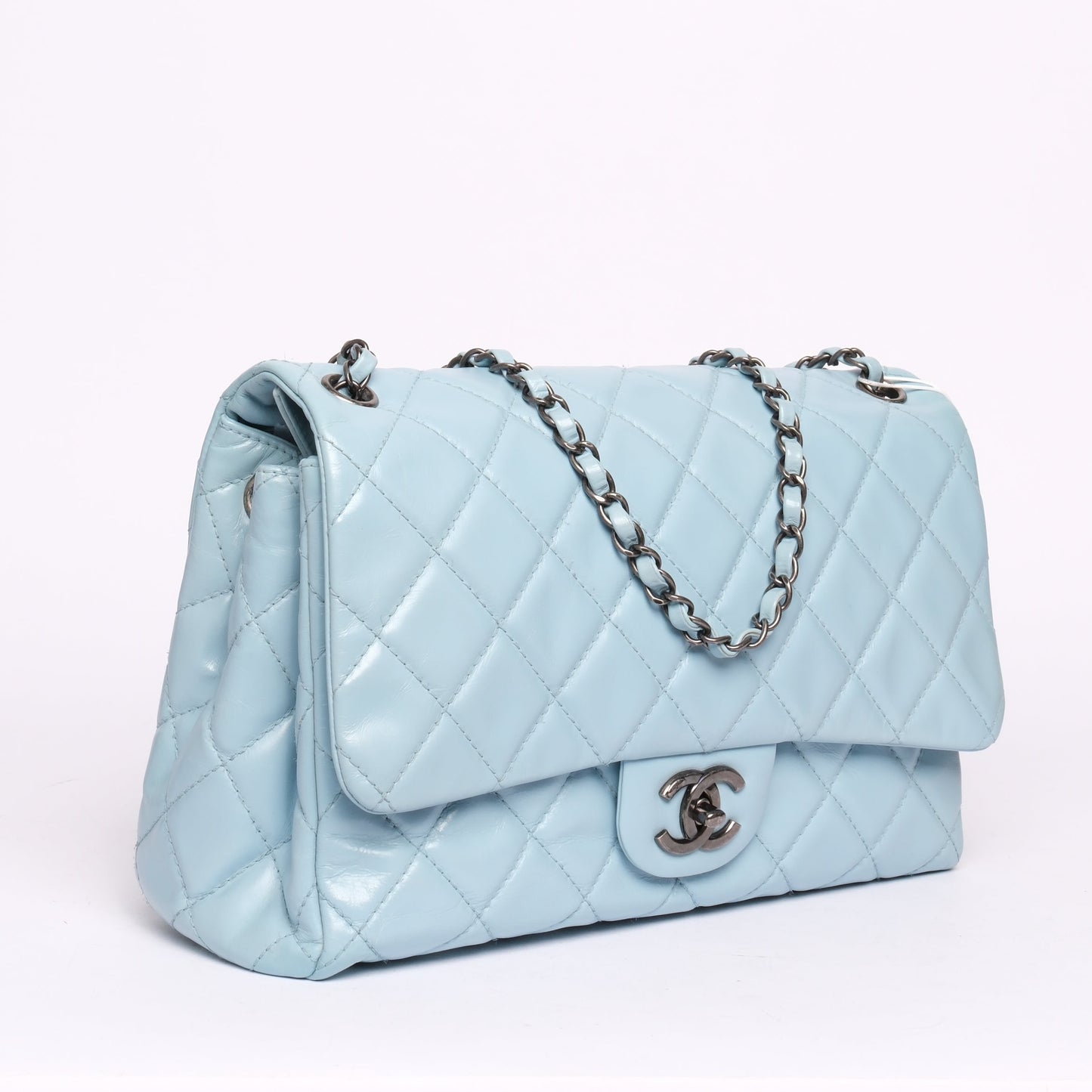 Chanel Baby Blue Puffy Glazed Calfskin Coco Soft Flap Bag
