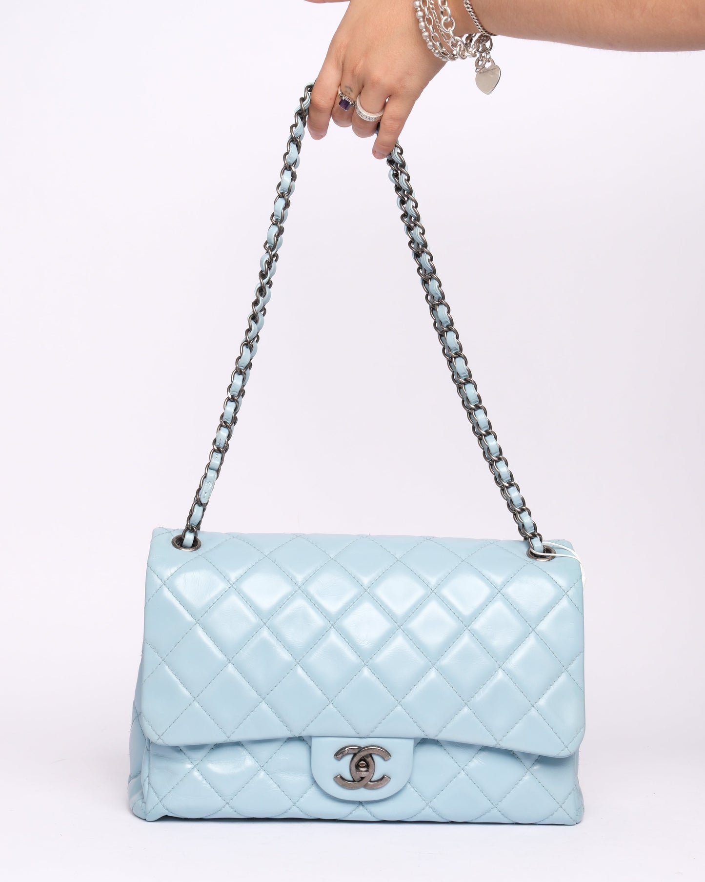 Chanel Baby Blue Puffy Glazed Calfskin Coco Soft Flap Bag
