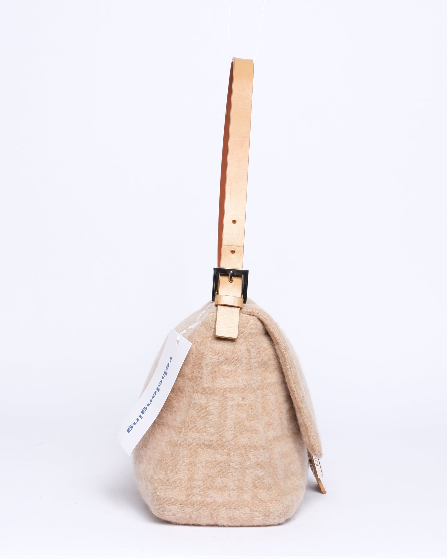 Fendi Beige Wool Zucca Monogram Mama Baguette Shoulder Bag