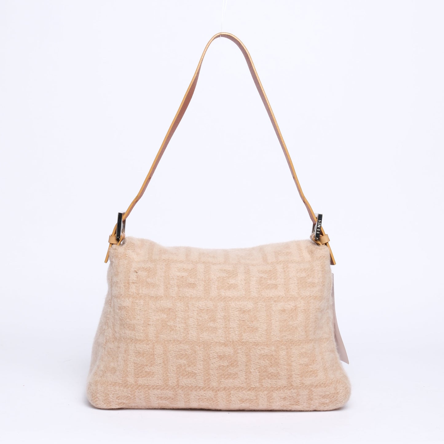 Fendi Beige Wool Zucca Monogram Mama Baguette Shoulder Bag