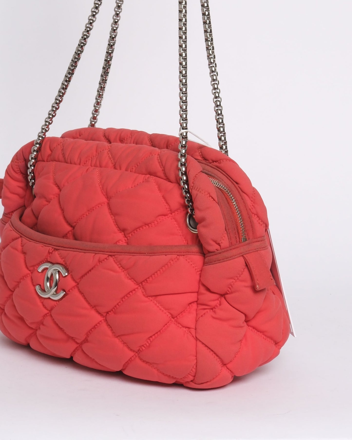 Chanel Bright Orange Bubble Quilted Shoulder Bag