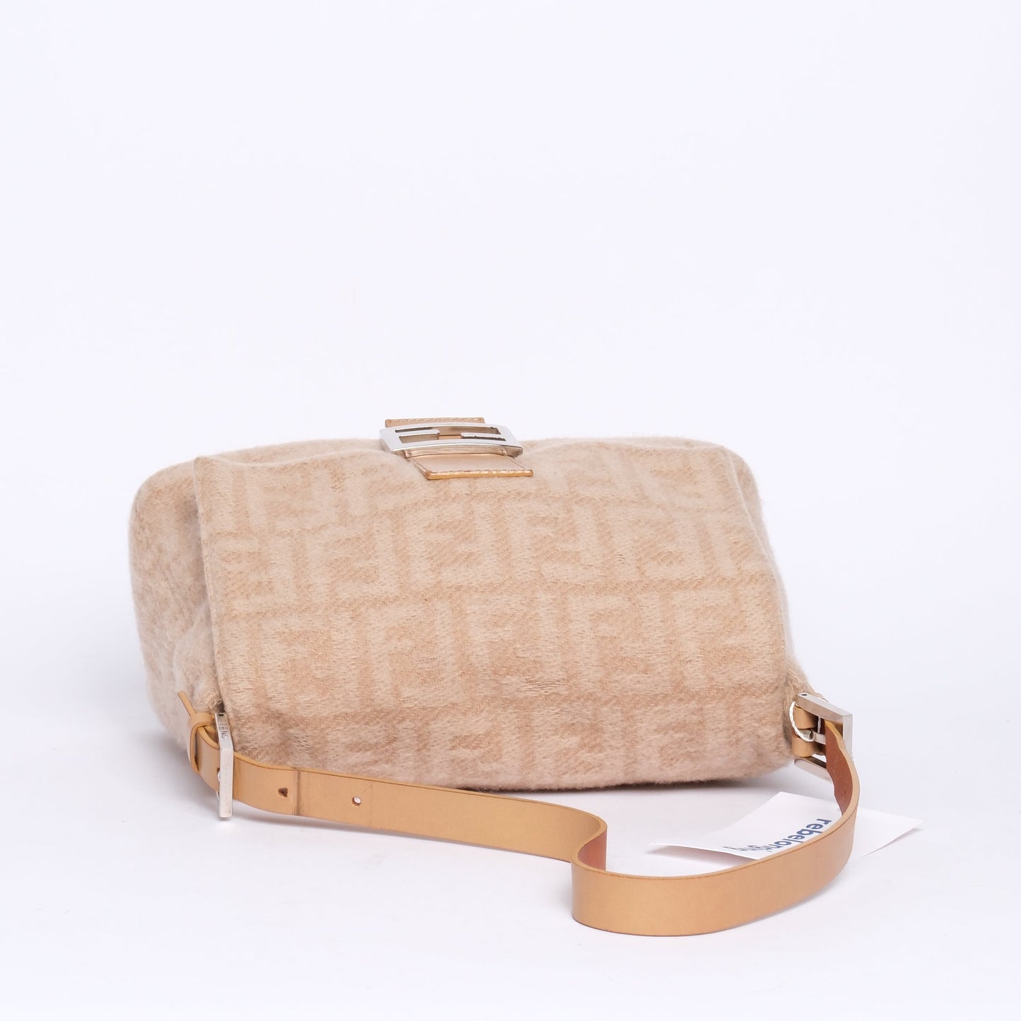 Fendi Beige Wool Zucca Monogram Mama Baguette Shoulder Bag