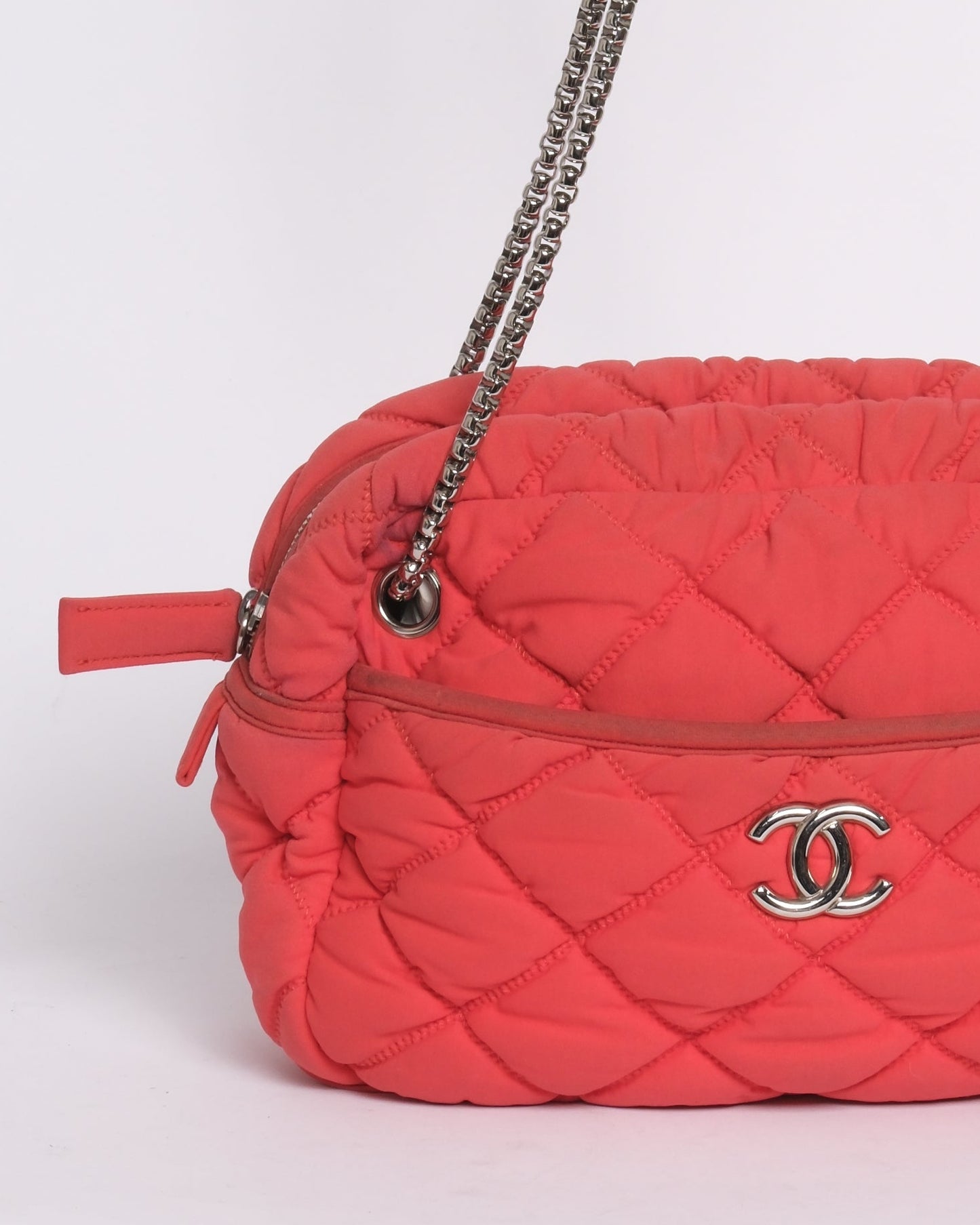 Chanel Bright Orange Bubble Quilted Shoulder Bag