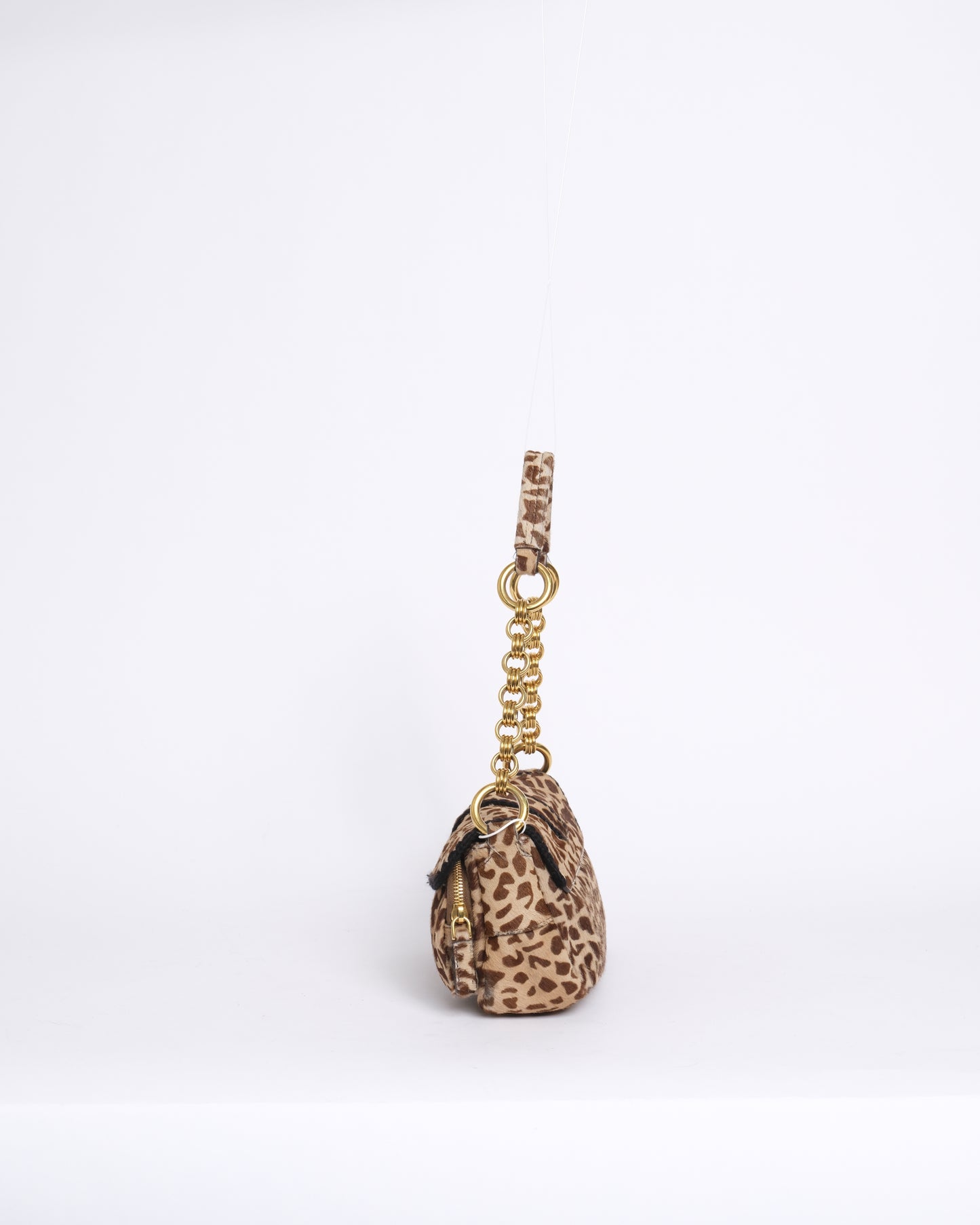 Prada Brown Pony Hair Leopard Printed Shoulder Bag