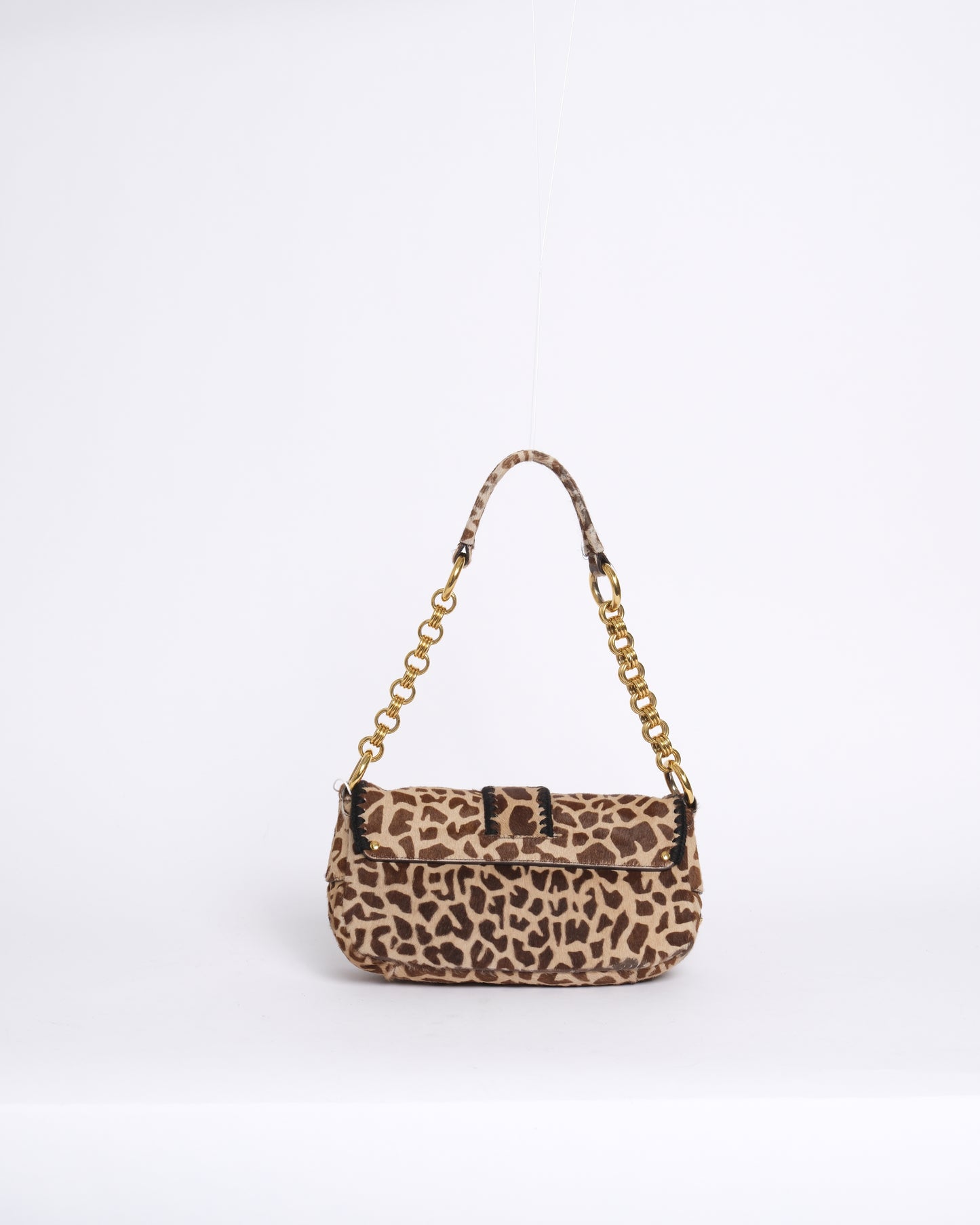 Prada Brown Pony Hair Leopard Printed Shoulder Bag