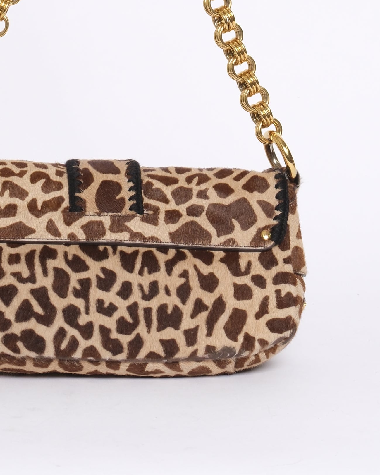 Prada Brown Pony Hair Leopard Printed Shoulder Bag