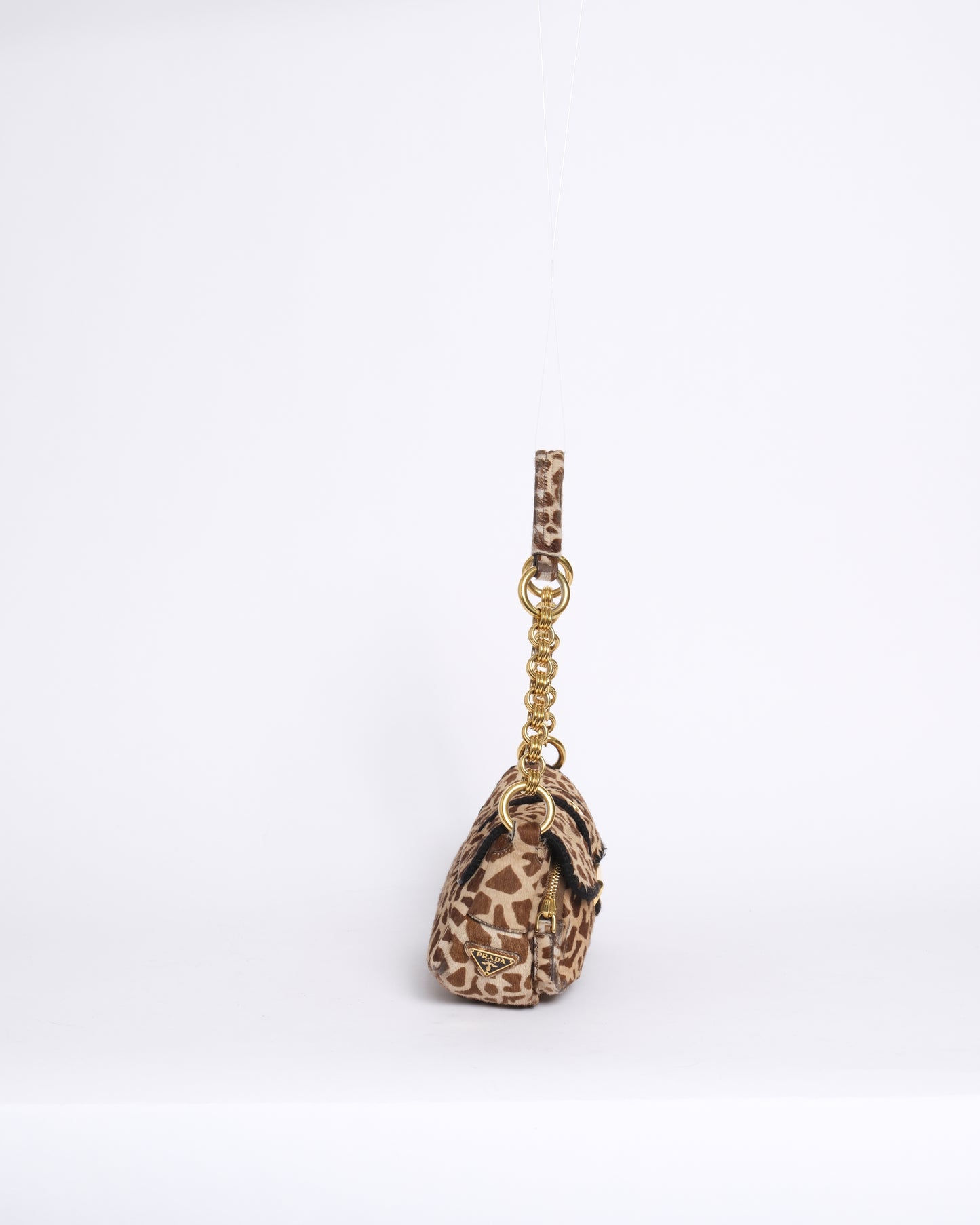 Prada Brown Pony Hair Leopard Printed Shoulder Bag
