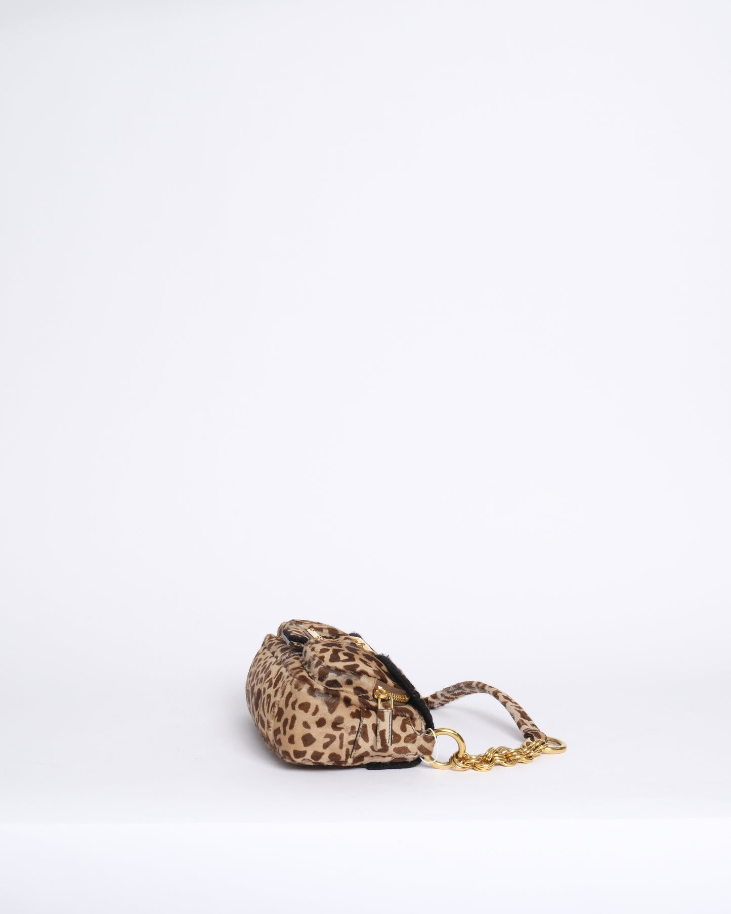 Prada Brown Pony Hair Leopard Printed Shoulder Bag
