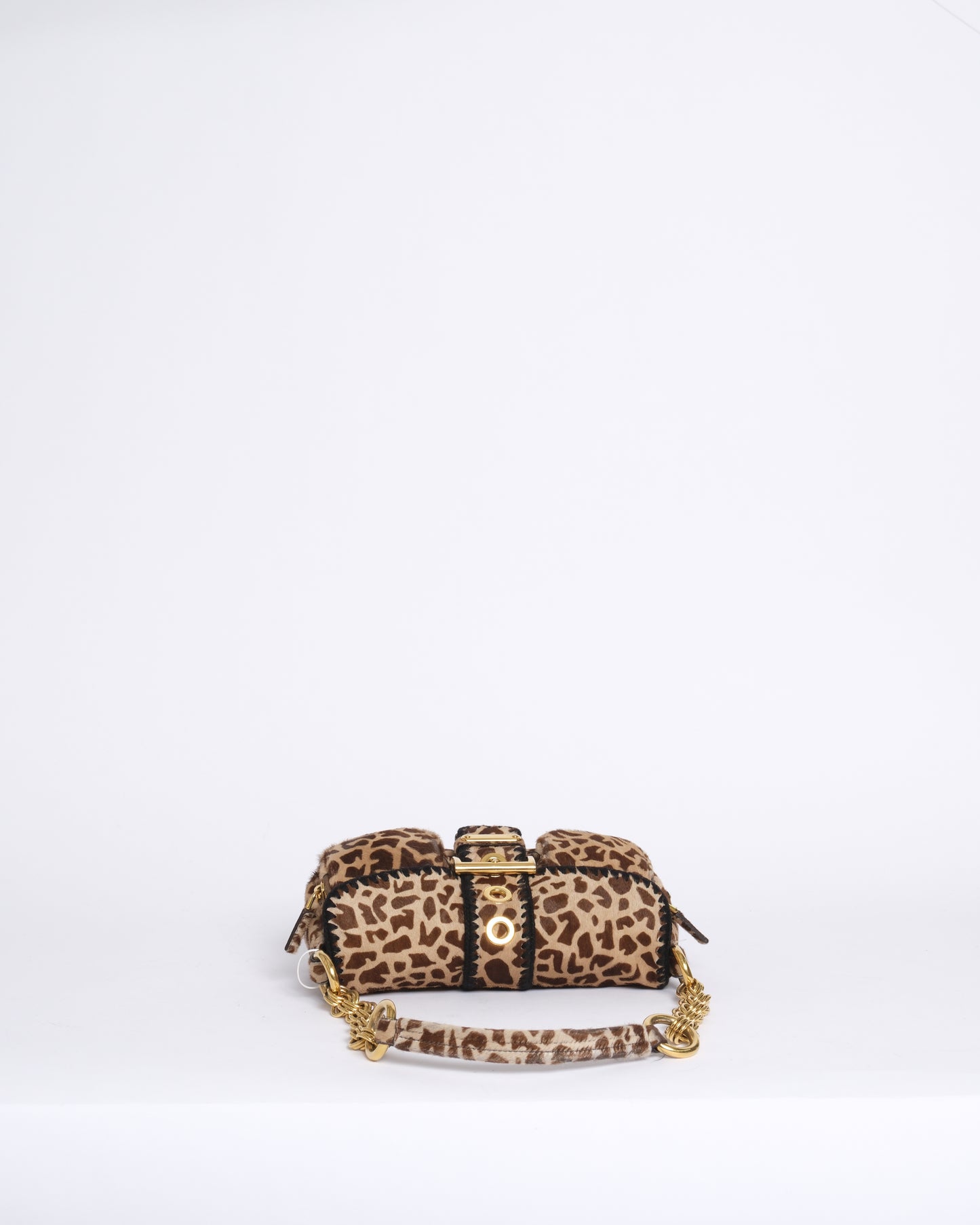 Prada Brown Pony Hair Leopard Printed Shoulder Bag