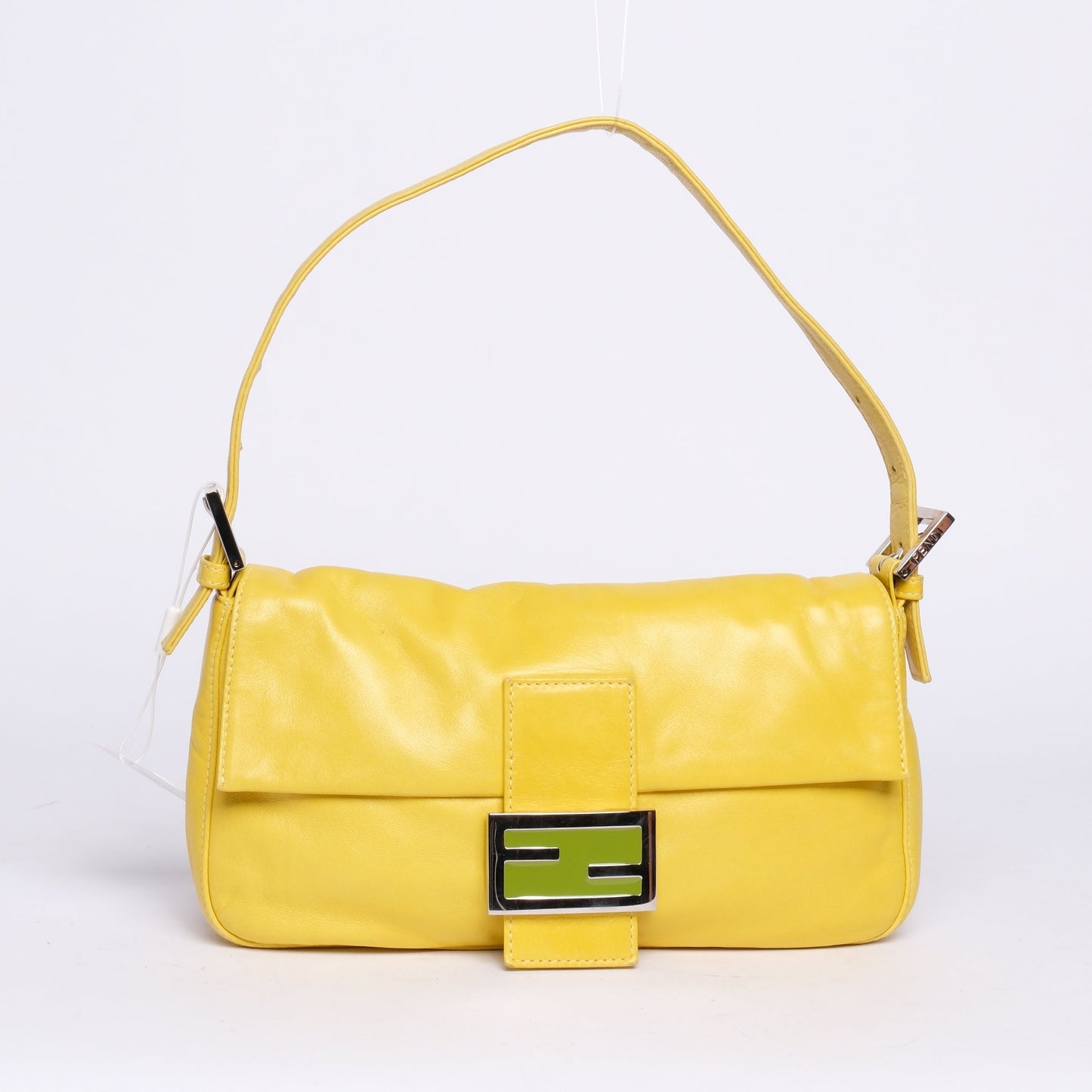 Fendi Yellow & Green Leather Baguette Shoulder Bag