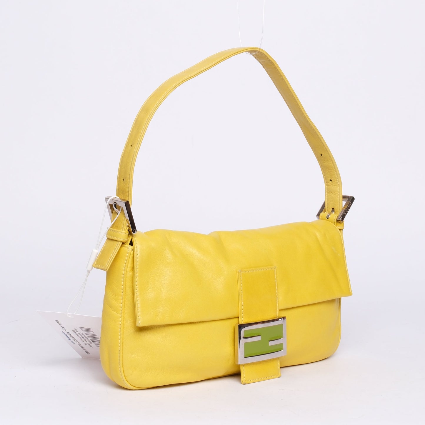 Fendi Yellow & Green Leather Baguette Shoulder Bag