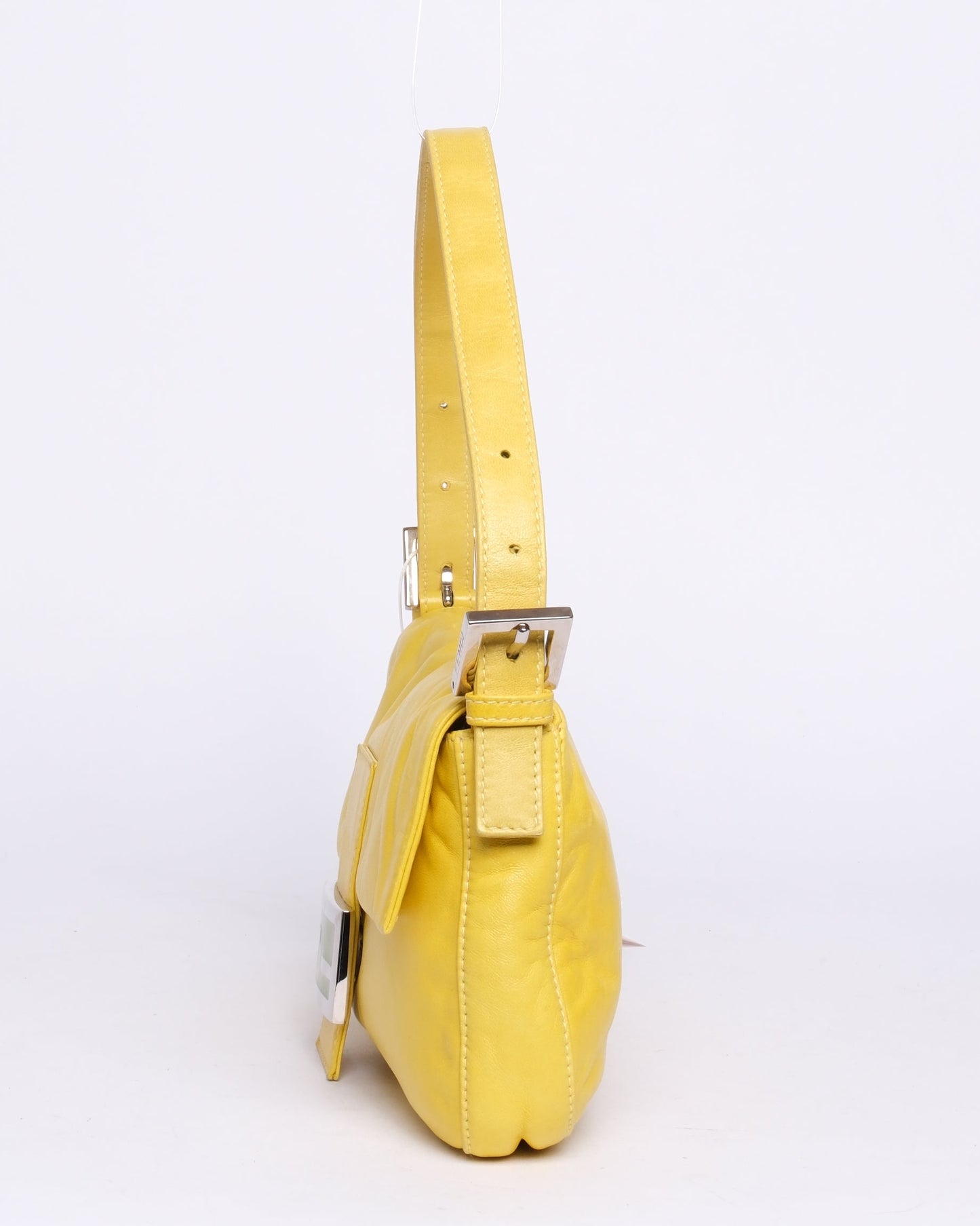 Fendi Yellow & Green Leather Baguette Shoulder Bag