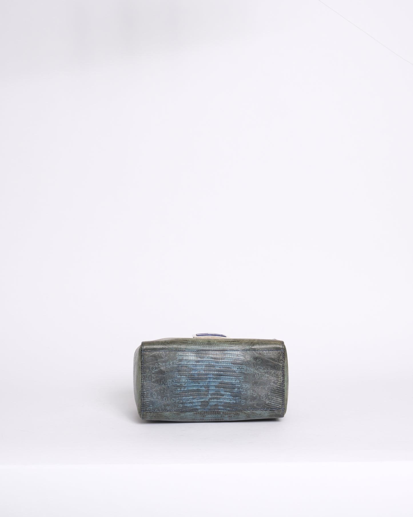 RARE Fendi Green Lizard Blue Stone Bento Box Bag