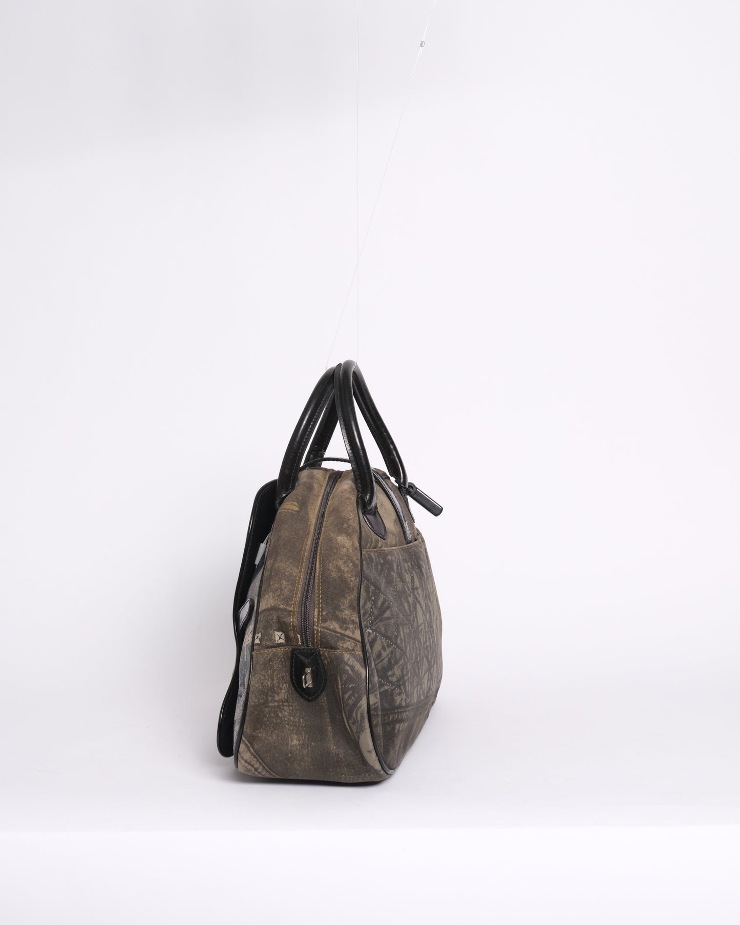 Christian Dior Denim & Leather Speedway Double Saddle Bowler Bag