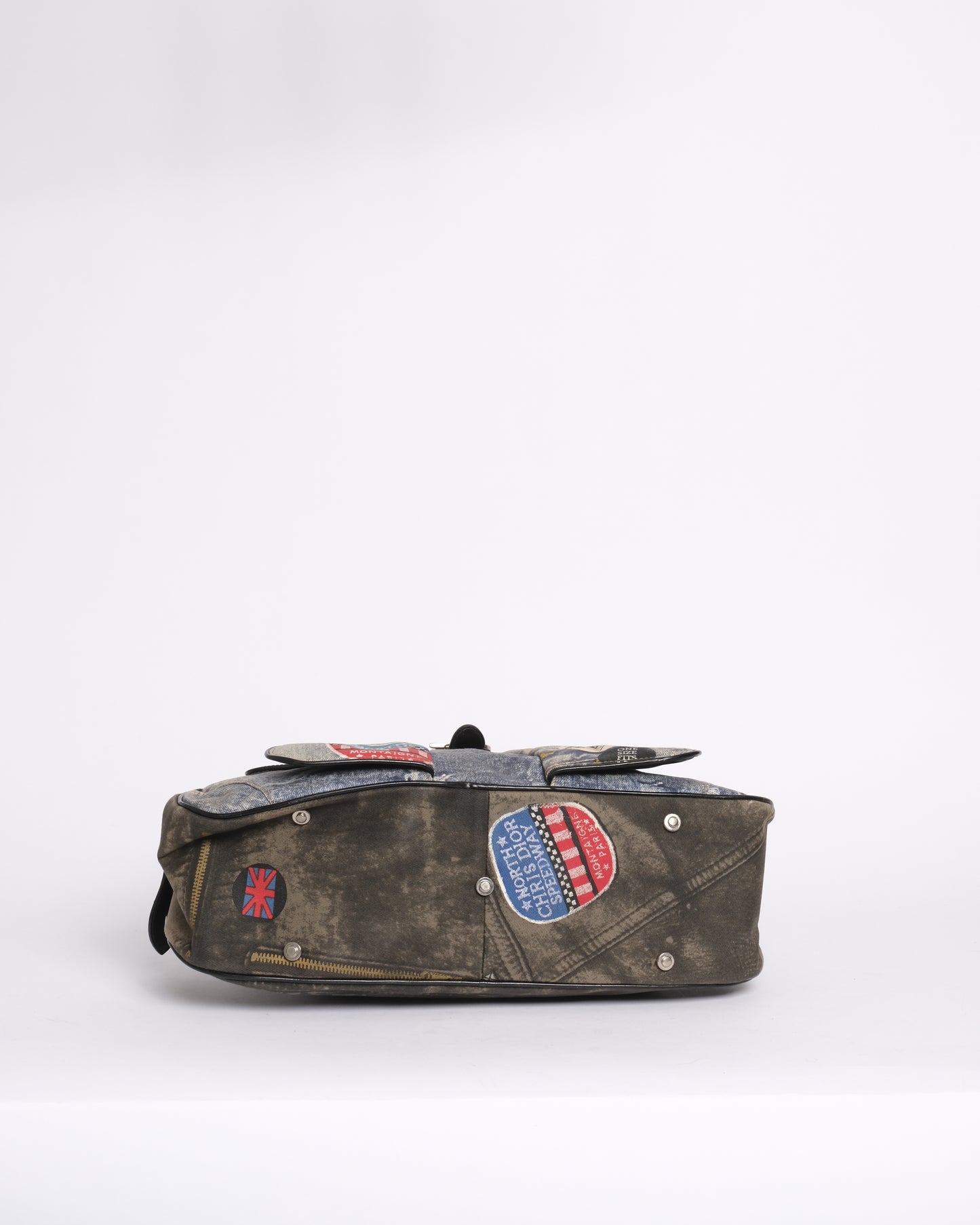 Christian Dior Denim & Leather Speedway Double Saddle Bowler Bag