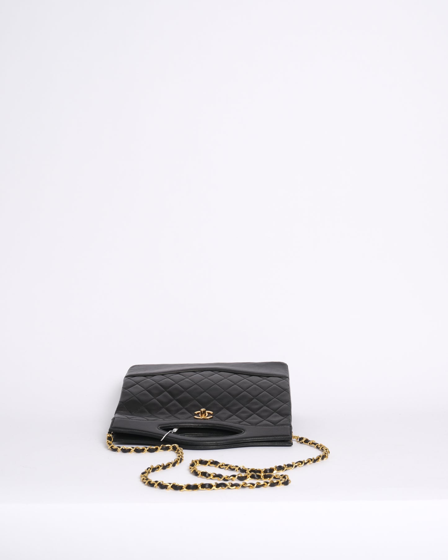 Chanel Black Lambskin Leather Quilted 31 Top Handle Tote Bag