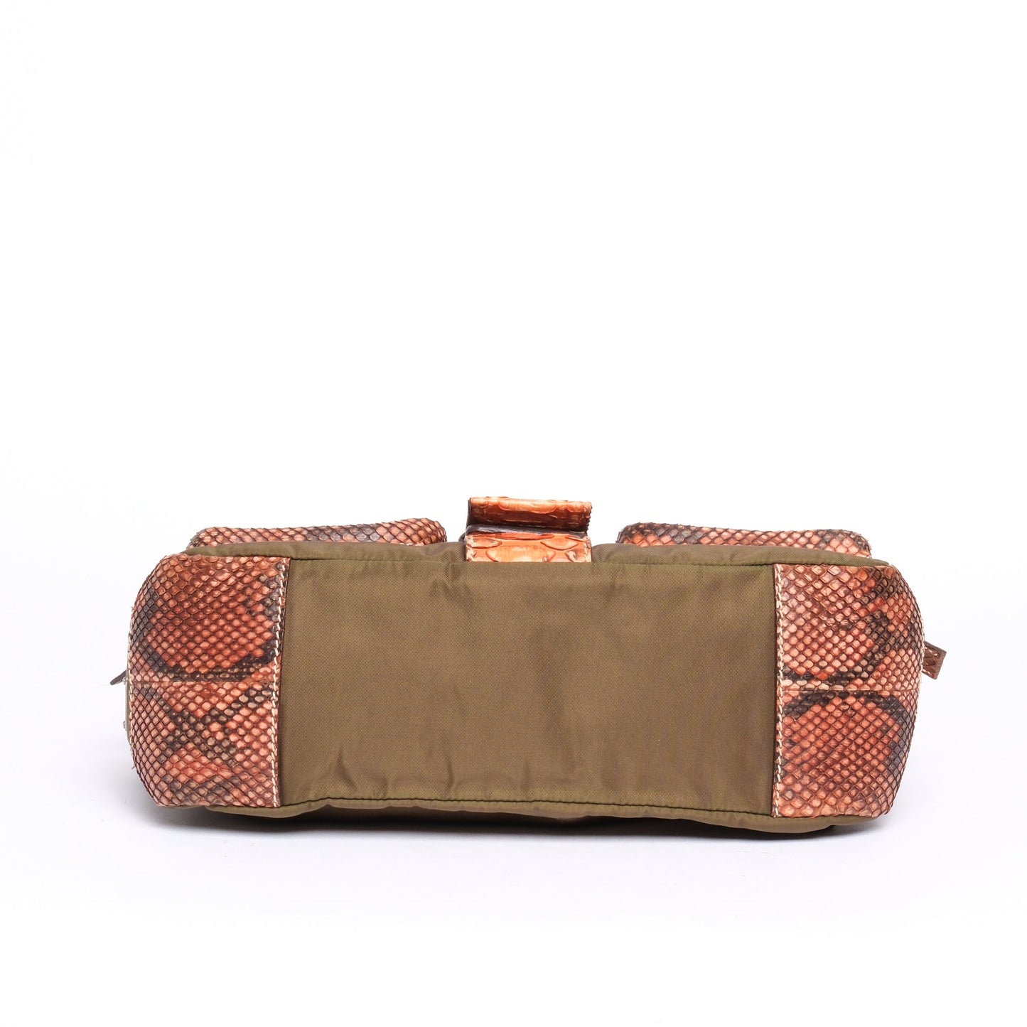 RARE Prada Green & Orange Nylon & Python Shoulder Bag SHW