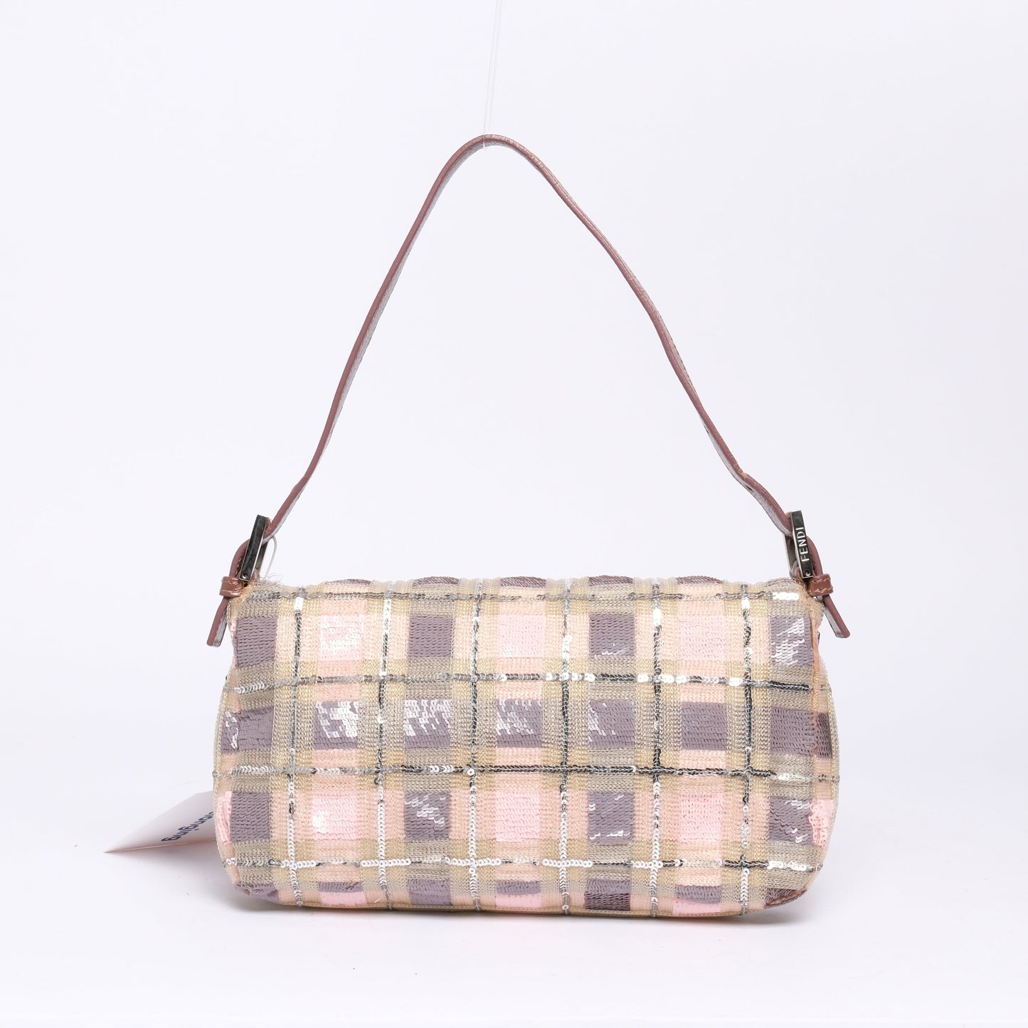 RARE Fendi Multicolor Sequin Plaid Baguette Shoulder Bag