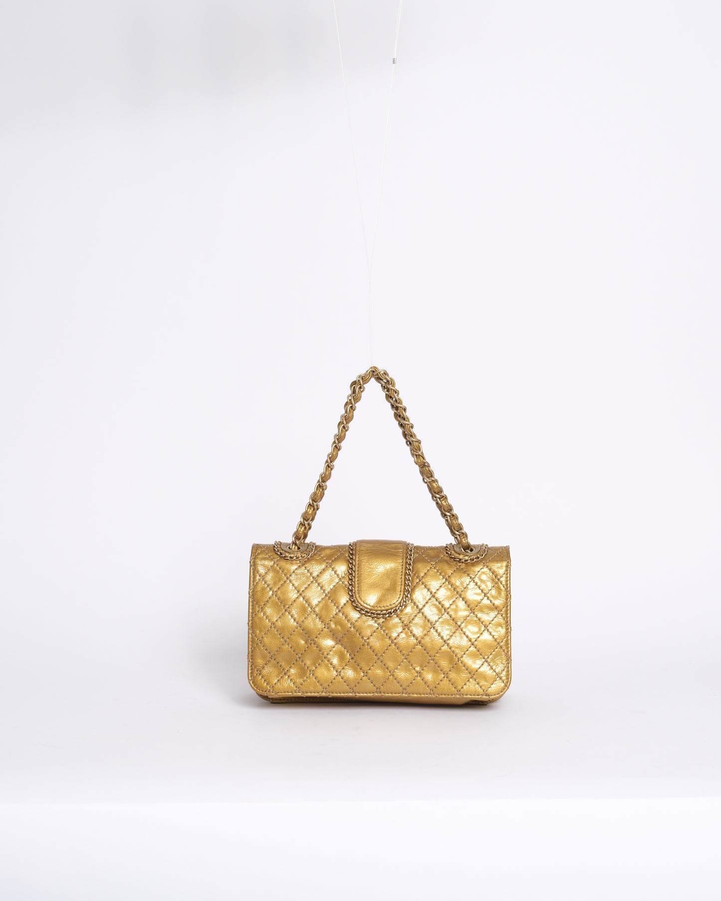 Chanel Gold Luxe Ligne Patent Leather Madison Flap