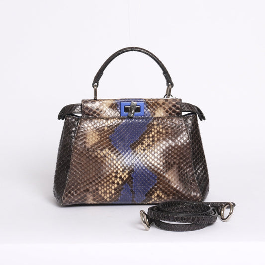RARE Fendi Multicolored Python Mini Peakaboo Top Handle Bag