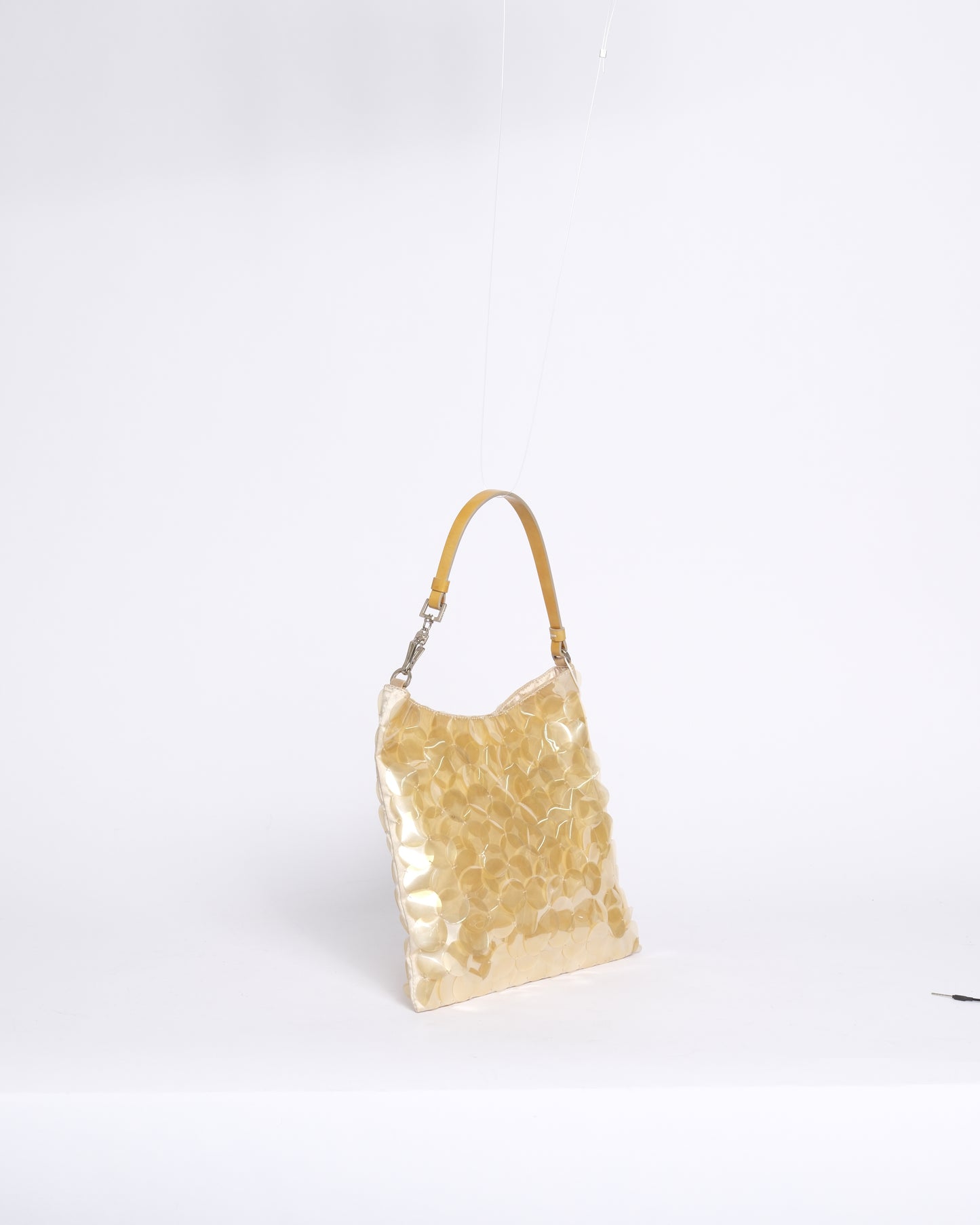 RARE Prada Baby Yellow Plastic Sequin Disk Small Shoulder Bag